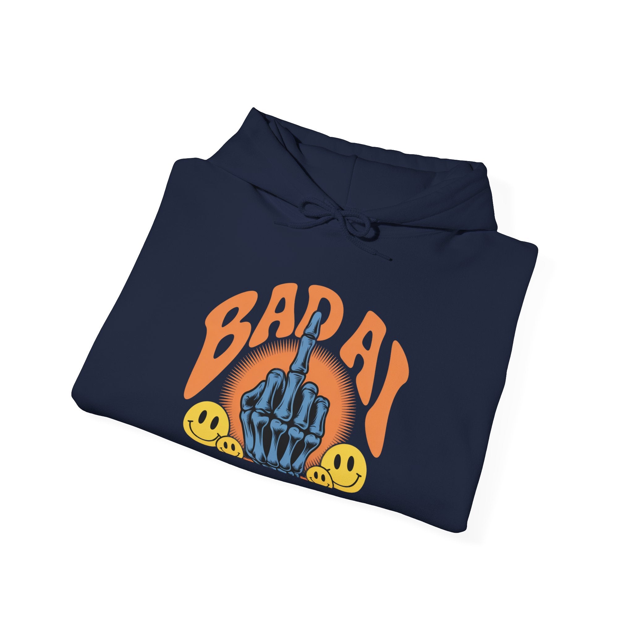 Bad Day Middle Finger Hoodie – Retro Skull Hand Graphic Sweatshirt