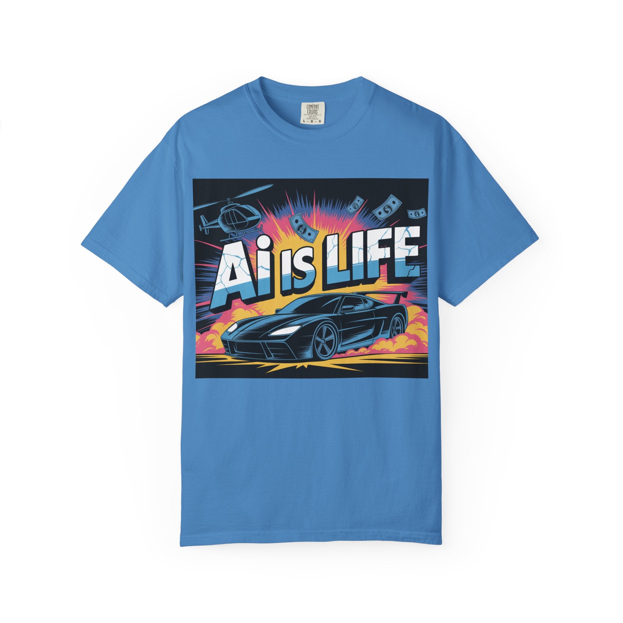 AI Is Life  "Action Mode"  Unisex Garment-Dyed T-shirt