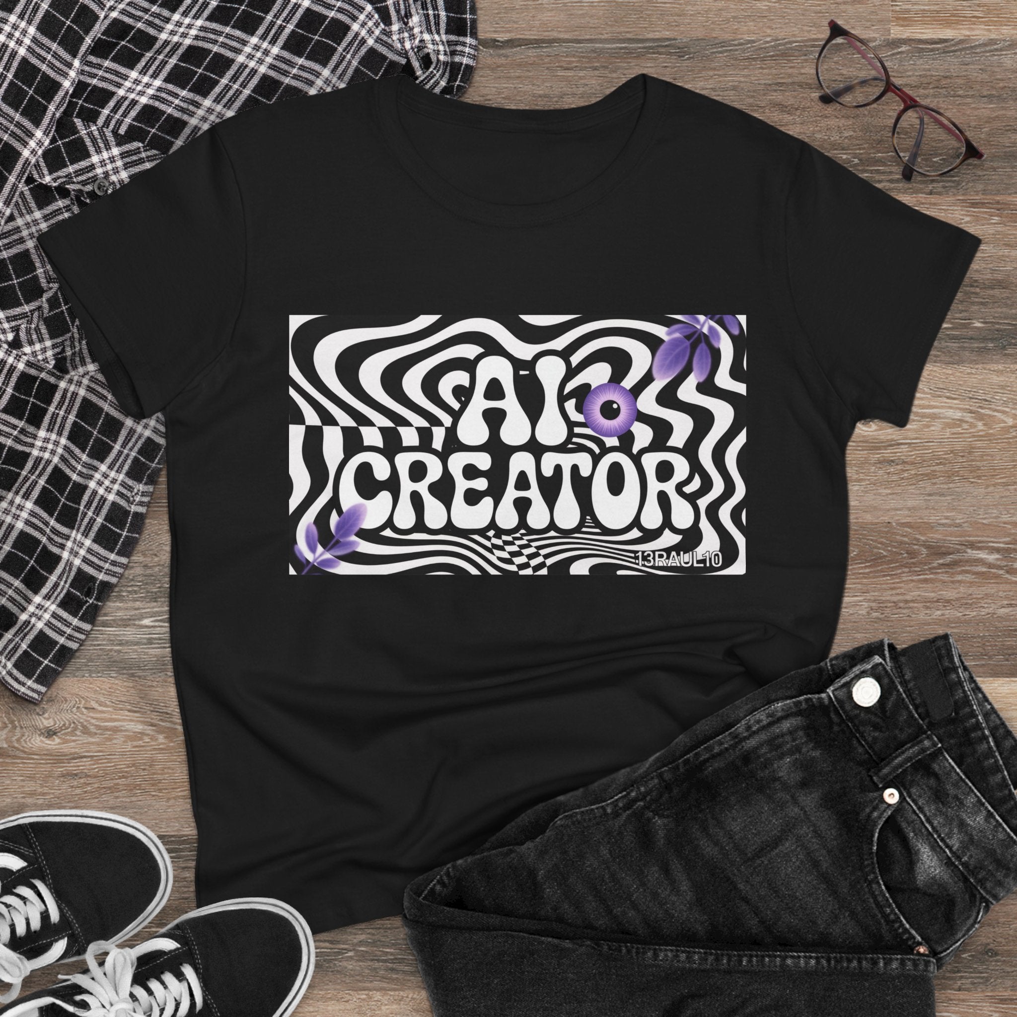 AI Creator  "Optic Loop" Women's Midweight Cotton Tee