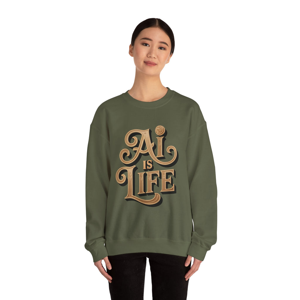 AI IS LIFE  "Golden Neuralwave"  Unisex Heavy Blend™ Crewneck Sweatshirt