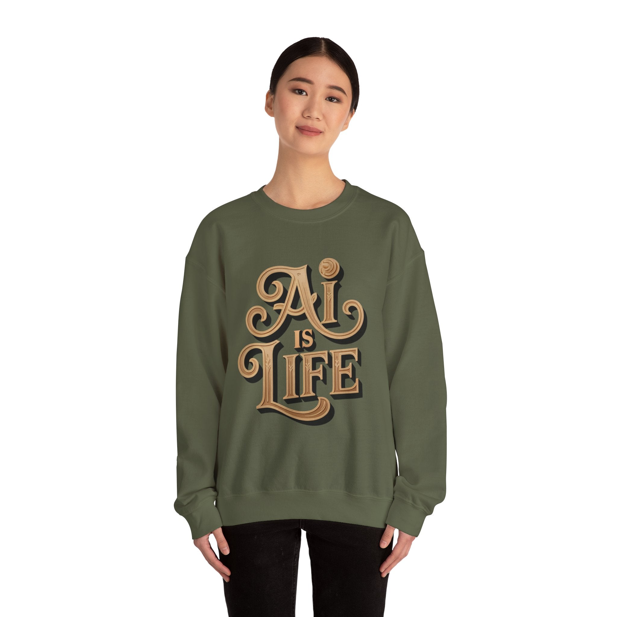 AI IS LIFE  "Golden Neuralwave"  Unisex Heavy Blend™ Crewneck Sweatshirt