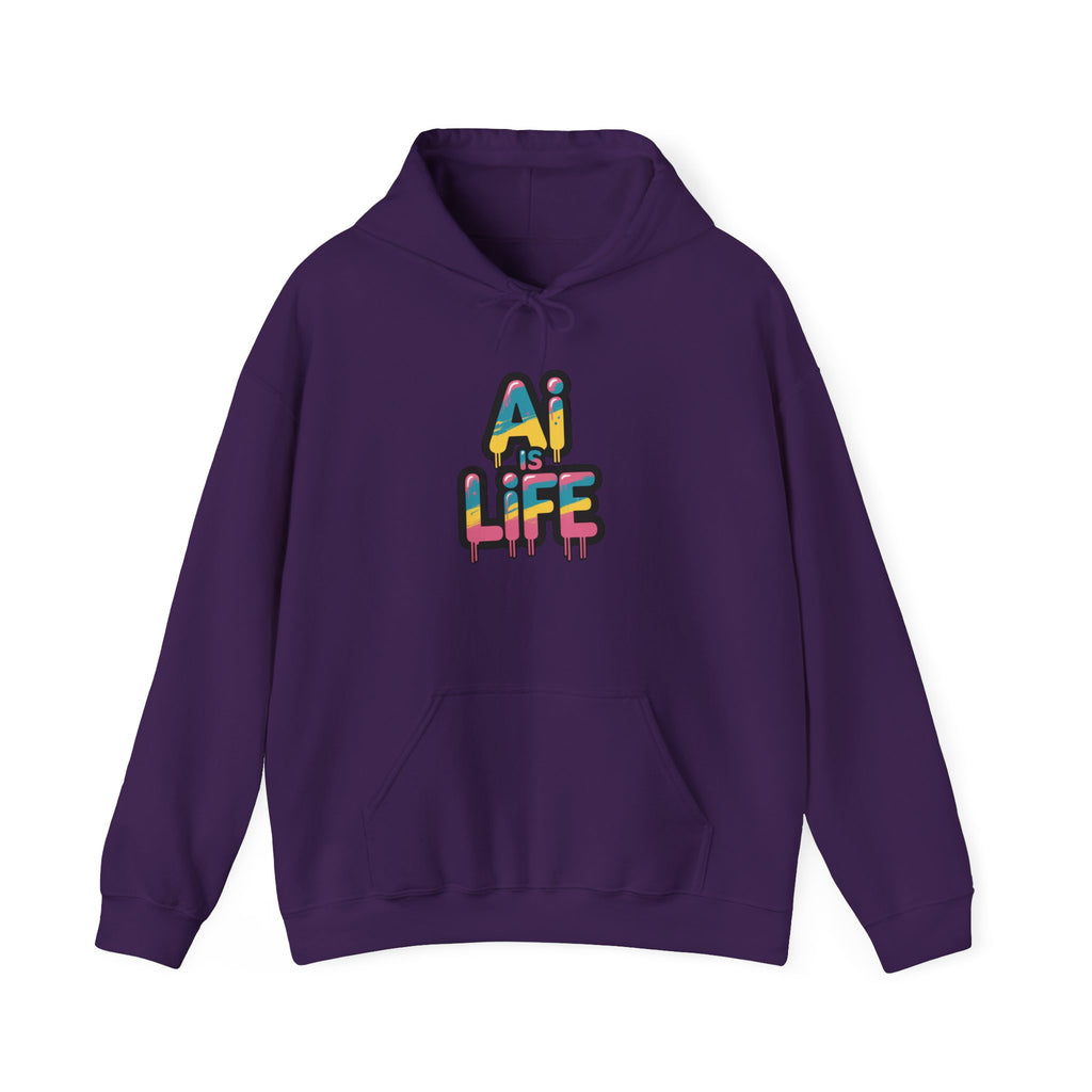 AI IS LIFE " Neon Circuit "  Unisex Heavy Blend™ Hooded Sweatshirt