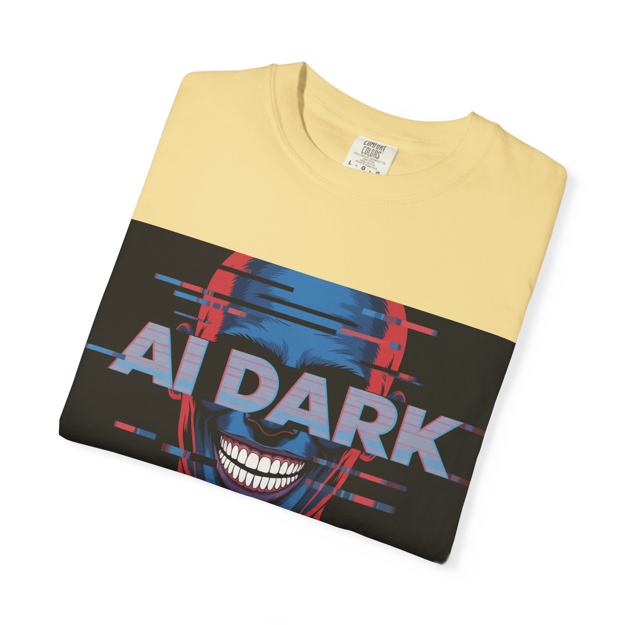 AI DARK " Deepcore Distortion — Cyberpunk Smiling Skull Tee