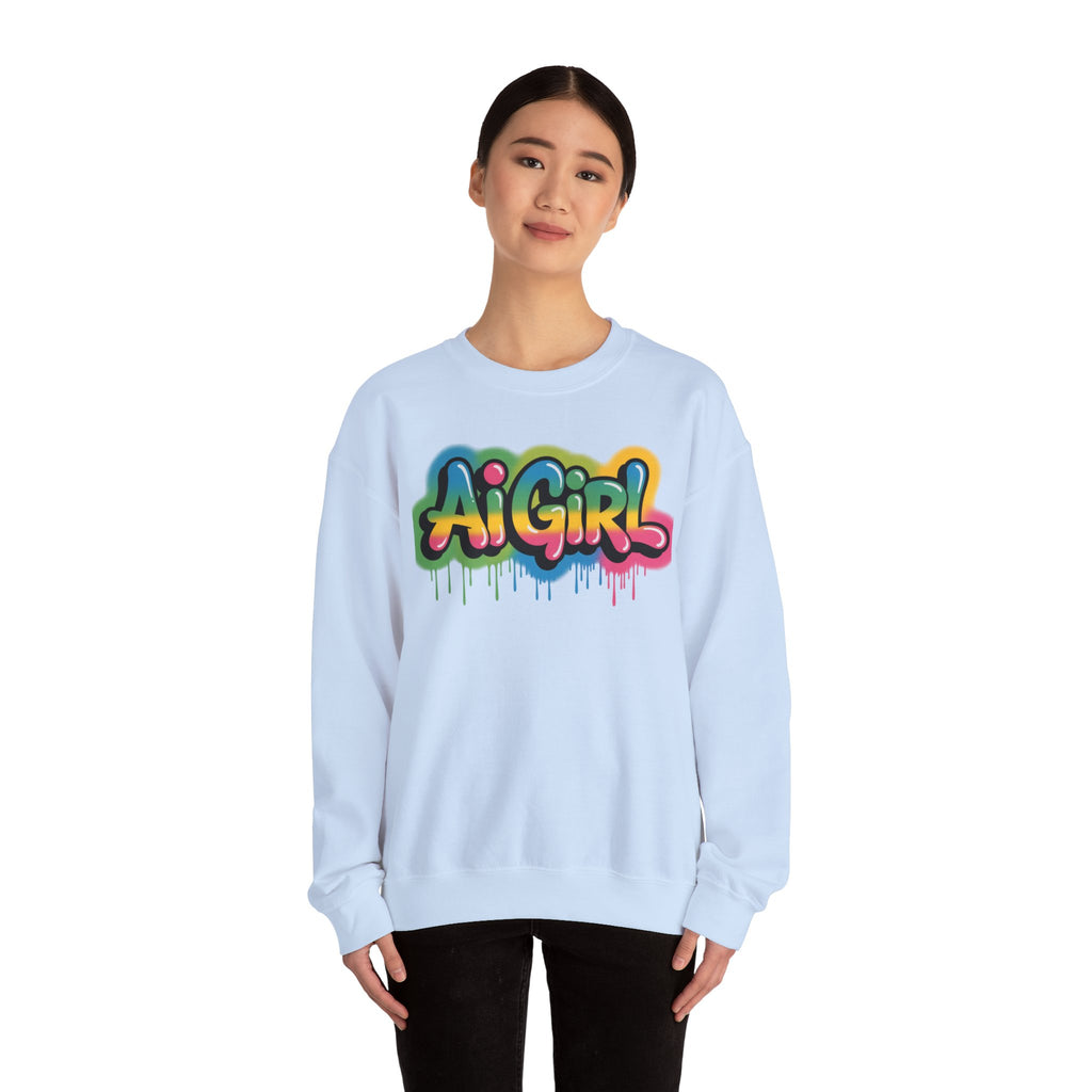 Ai Girl "Graffiti Glow" Unisex Heavy Blend Crewneck Sweatshirt
