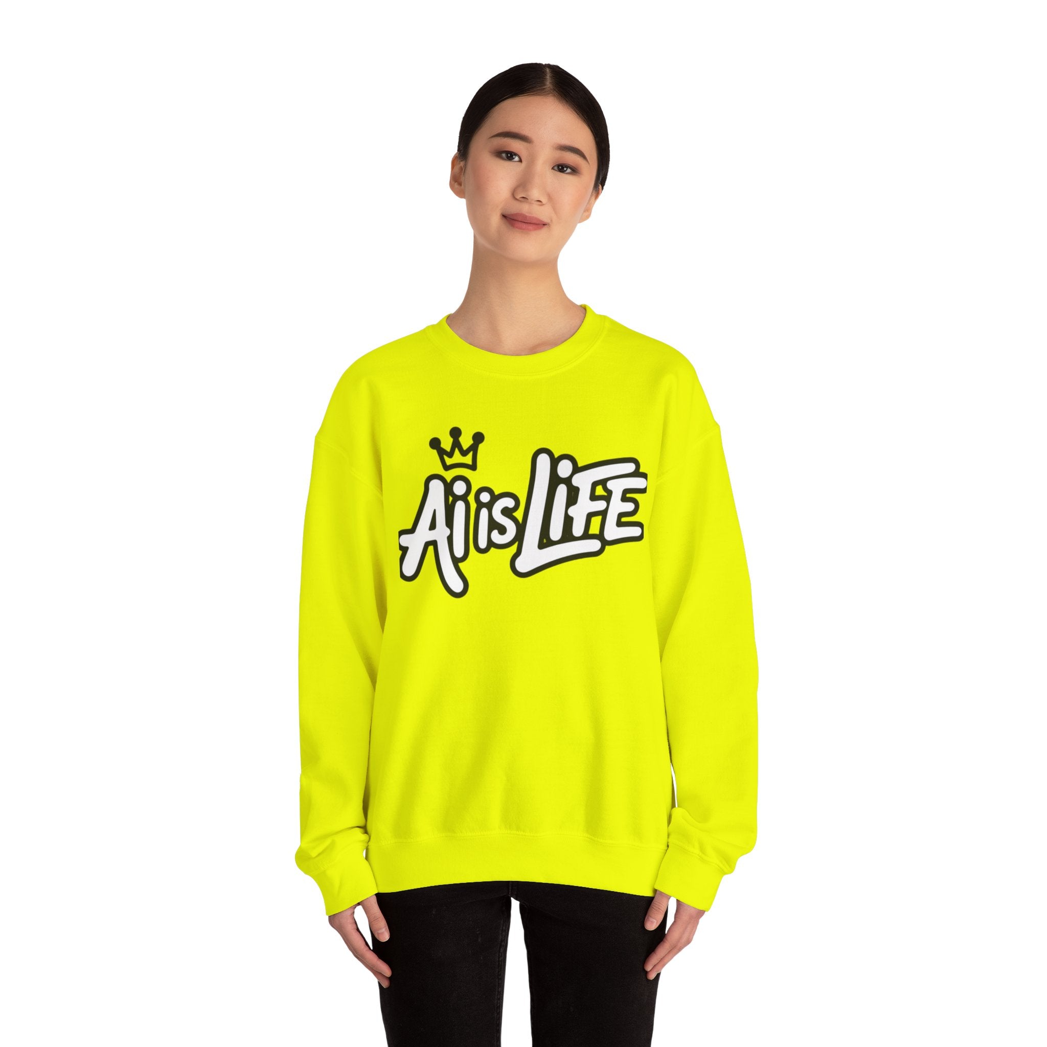 Ai is Life "CROWNED CURSIVE"— Streetwear Crewneck Sweatshirt