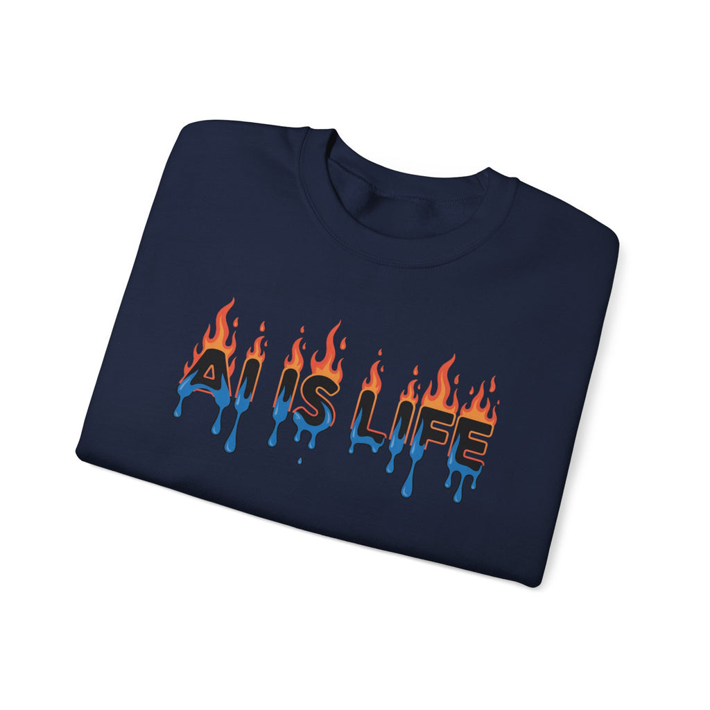 AI IS LIFE – “AI MELTDOWN” Unisex Heavy Blend™ Crewneck Sweatshirt