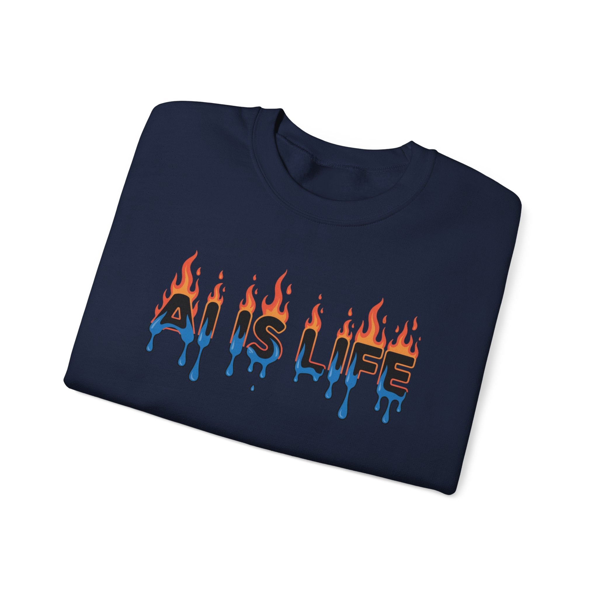 AI IS LIFE – “AI MELTDOWN” Unisex Heavy Blend™ Crewneck Sweatshirt