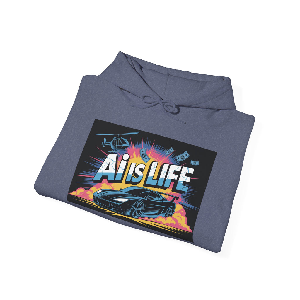 AI is LIFE " Action Mode "  Unisex Heavy Blend™ Hooded Sweatshirt