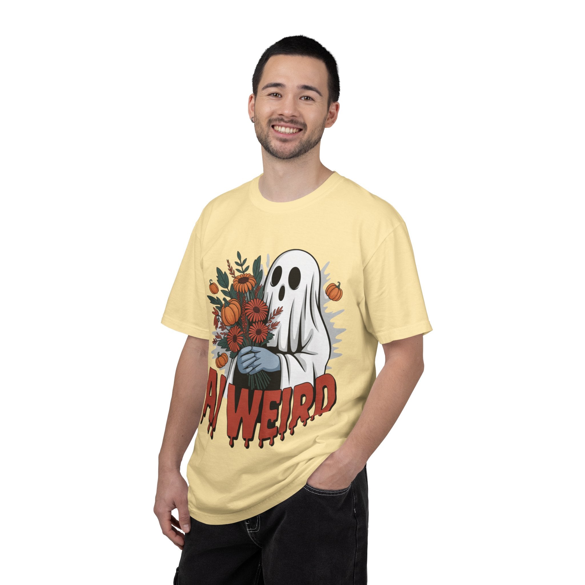 AI WEIRD "Glitch Garden Ghost" Unisex Garment-Dyed T-shirt