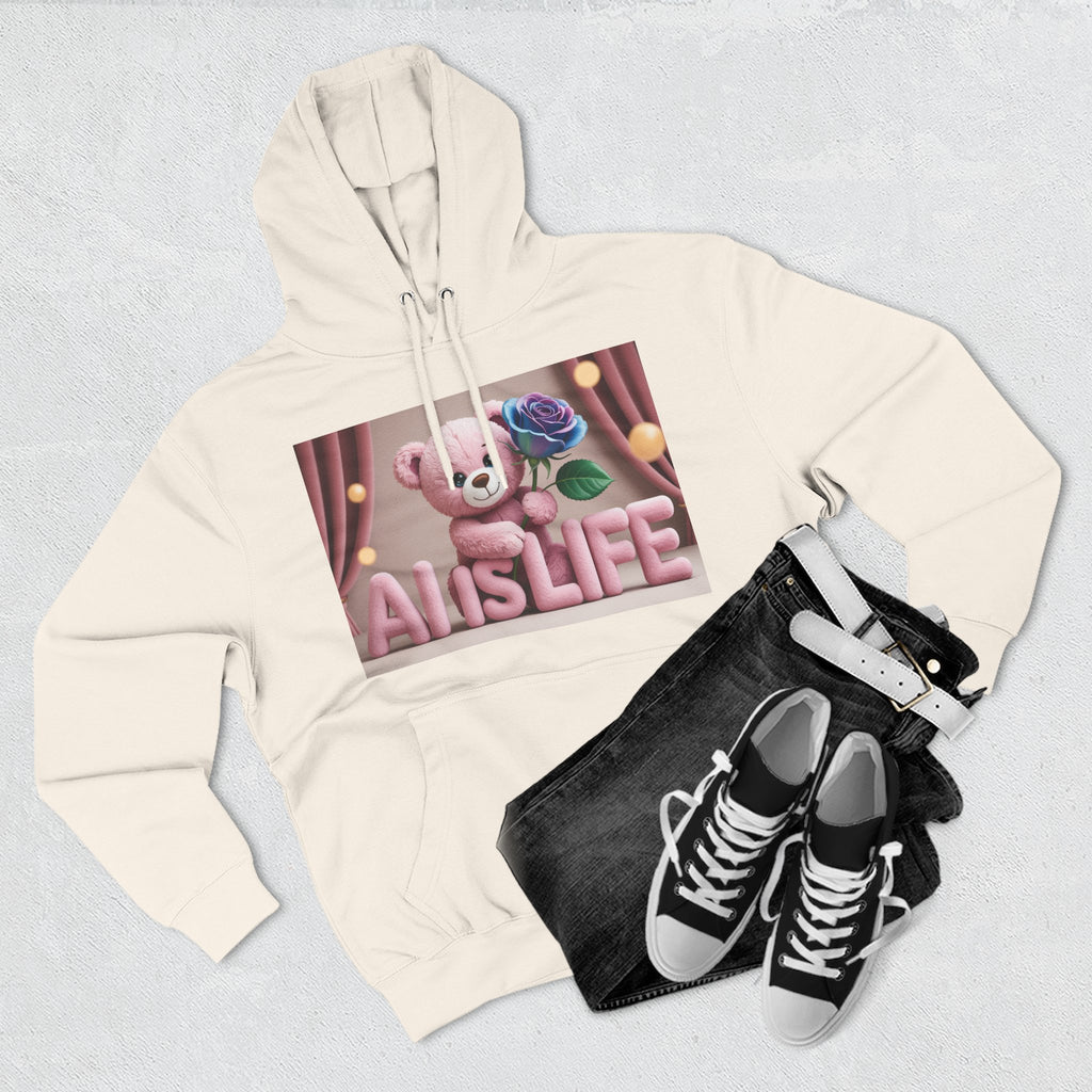 AI IS LIFE  "CUTE CIRCUIT" Three-Panel Fleece Hoodie