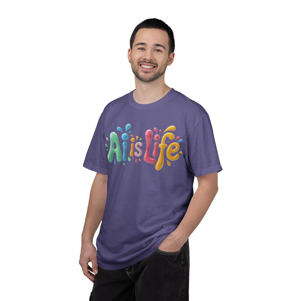 AI IS LIFE  “Colorful Circuit Pop”  Unisex Garment-Dyed T-shirt