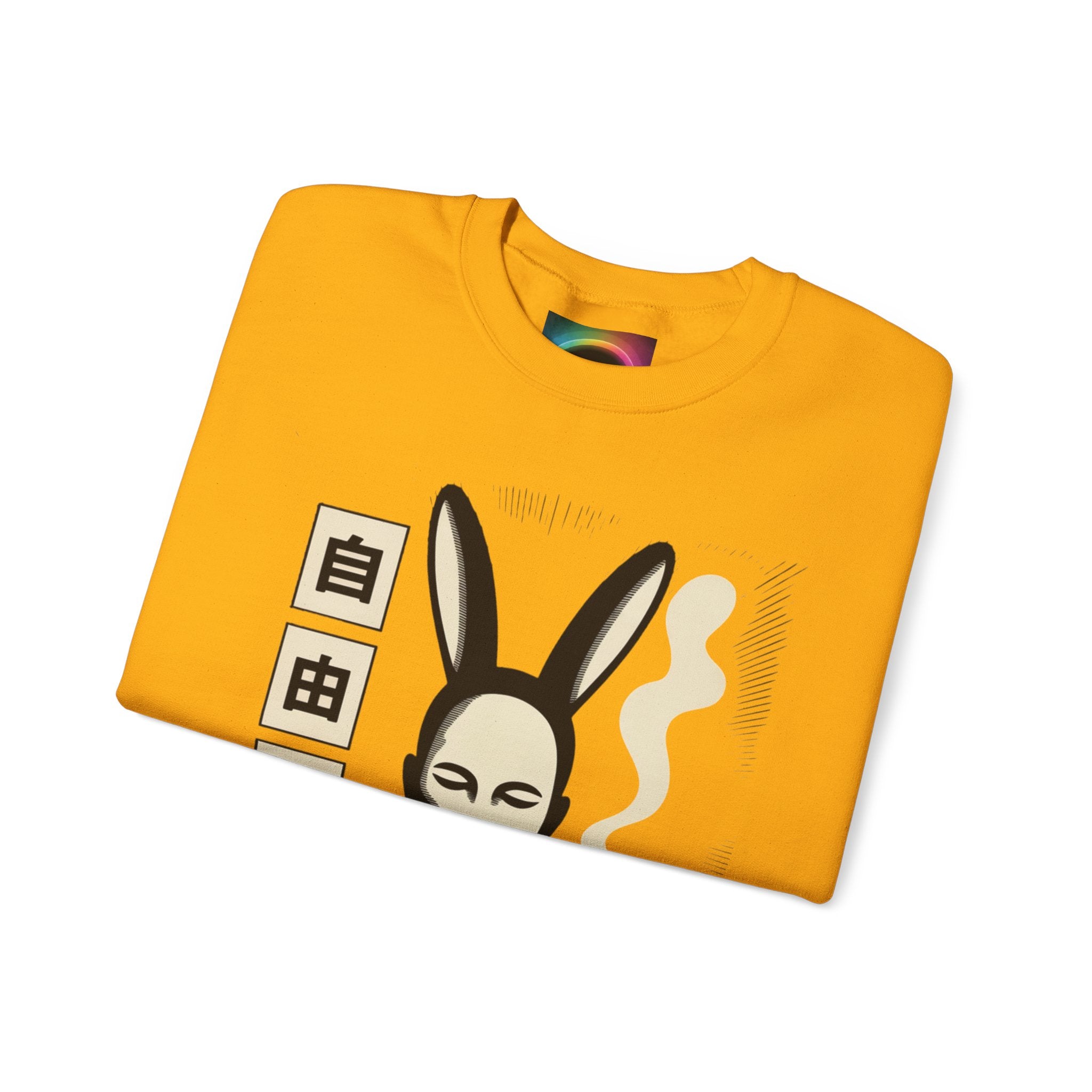 Weird AI Tee "CYBER RABBIT NOIR" Retro Bunny-Masked AI Graphic Crewneck Sweatshirt