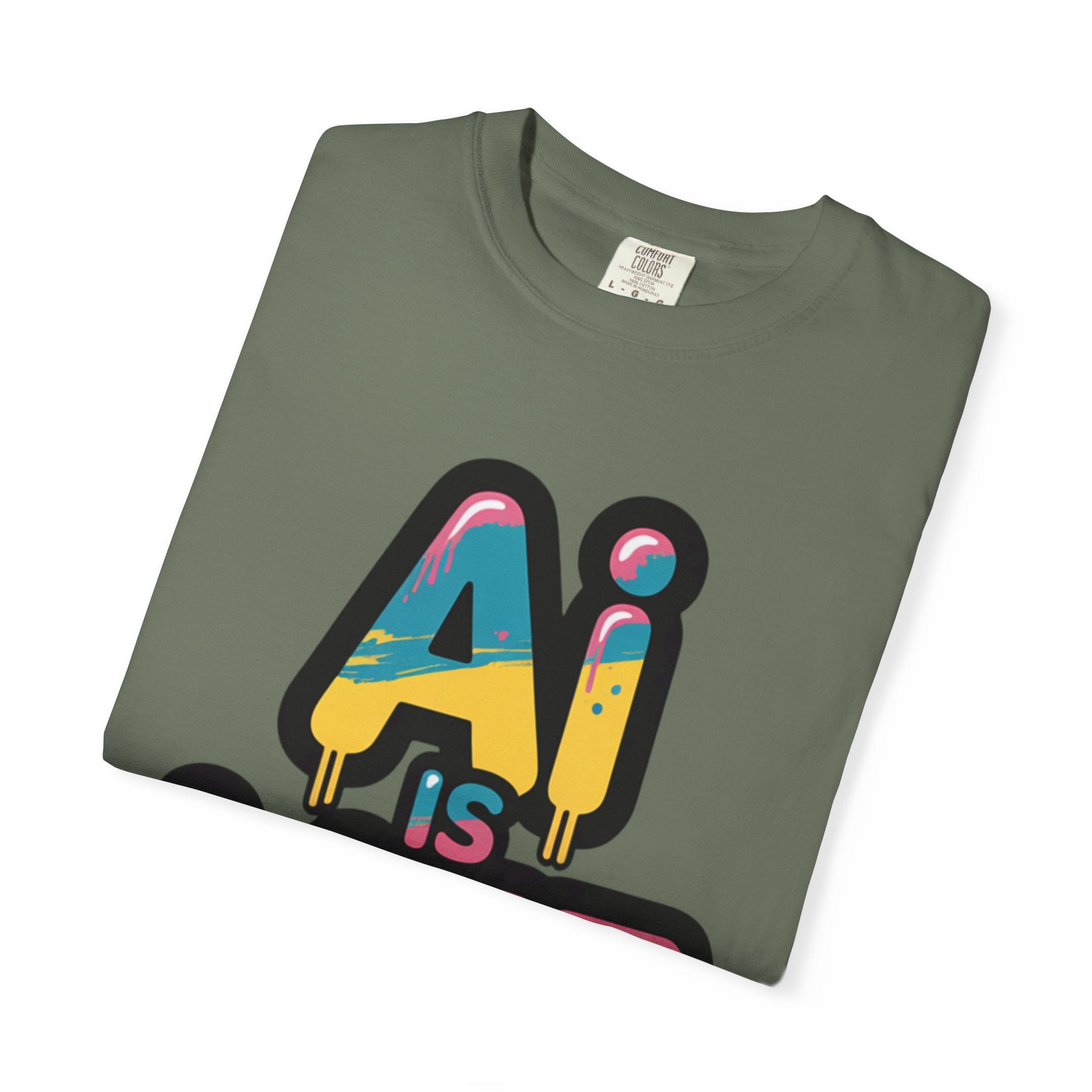 AI IS LIFE  " Neon Circuit " Unisex Garment-Dyed T-shirt