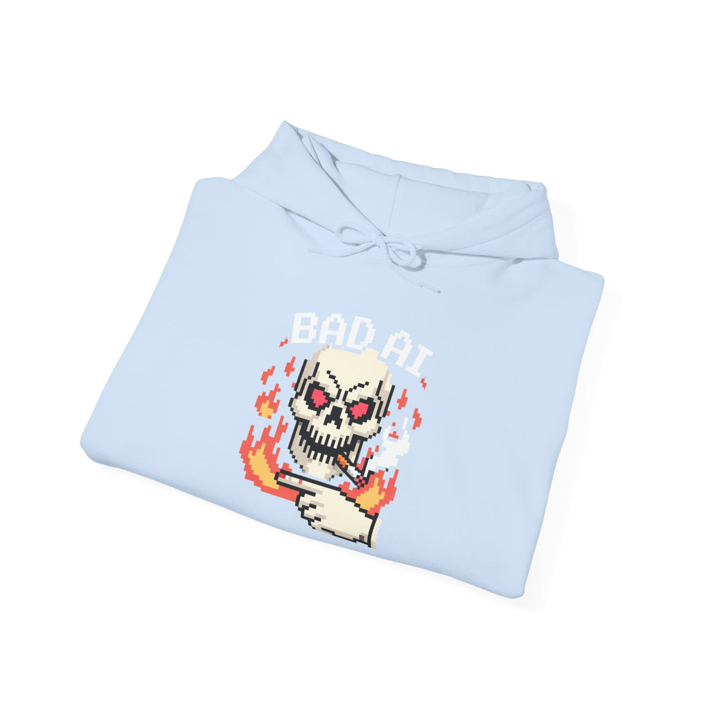 Bad AI Skull Hoodie — "CYBER BONE COMMAND"Hooded Sweatshirt