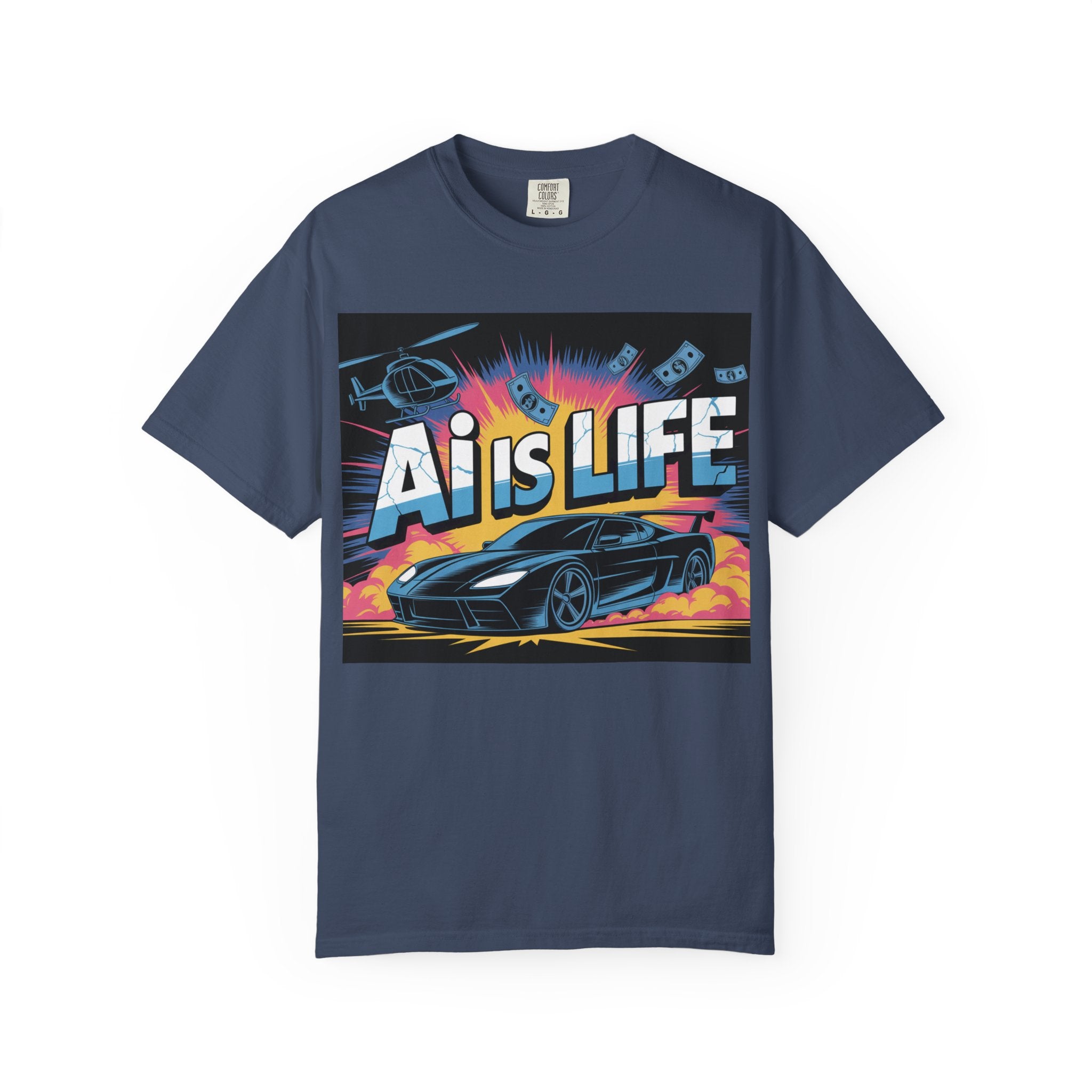 AI Is Life  "Action Mode"  Unisex Garment-Dyed T-shirt