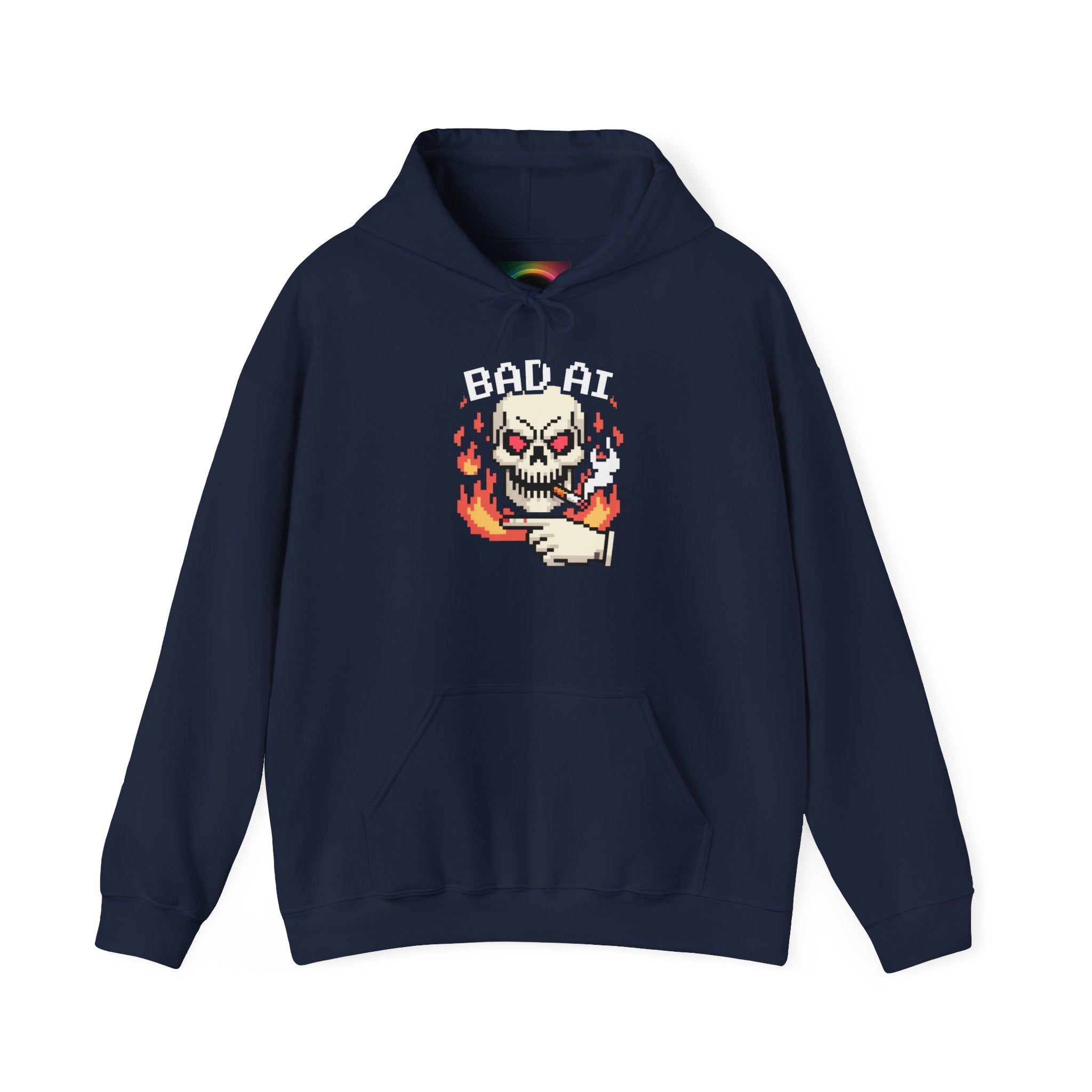 Bad AI Skull Hoodie — "CYBER BONE COMMAND"Hooded Sweatshirt