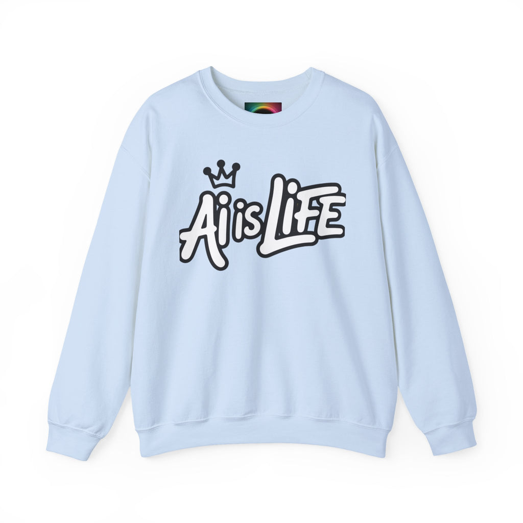 Ai is Life "CROWNED CURSIVE"— Streetwear Crewneck Sweatshirt