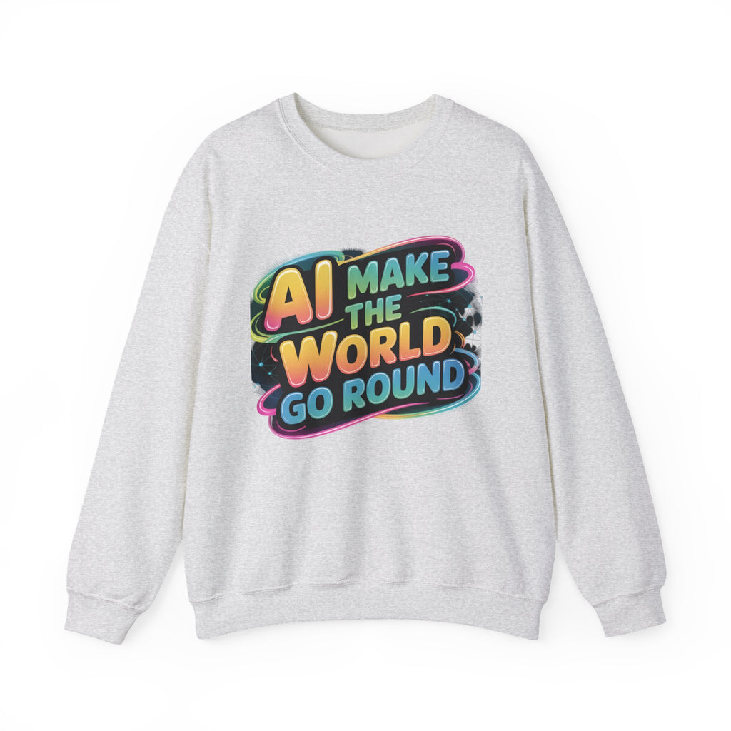 AI MAKE THE WORLD GO ROUND  "Techno Orbit"  Heavy Blend™ Crewneck Sweatshirt