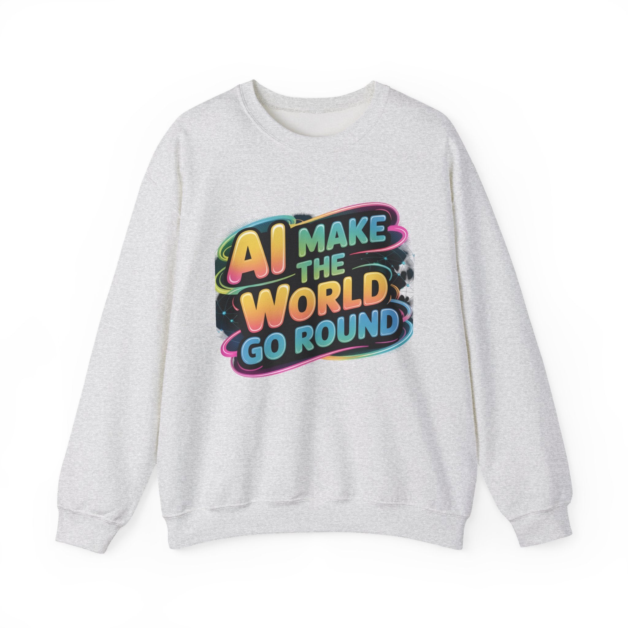 AI MAKE THE WORLD GO ROUND  "Techno Orbit"  Heavy Blend™ Crewneck Sweatshirt