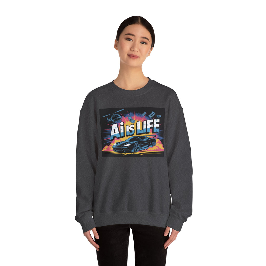 AI Is Life  "Action Mode”  Unisex Heavy Blend™ Crewneck Sweatshirt
