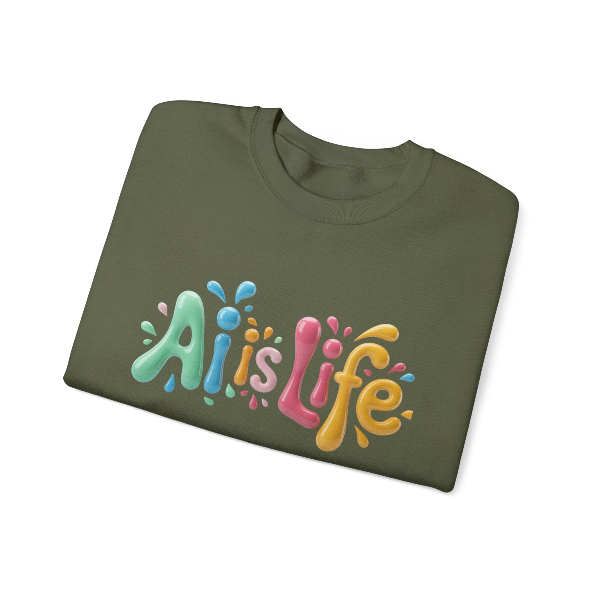 AI IS LIFE  “Colorful Circuit Pop”  Unisex Heavy Blend™ Crewneck Sweatshirt
