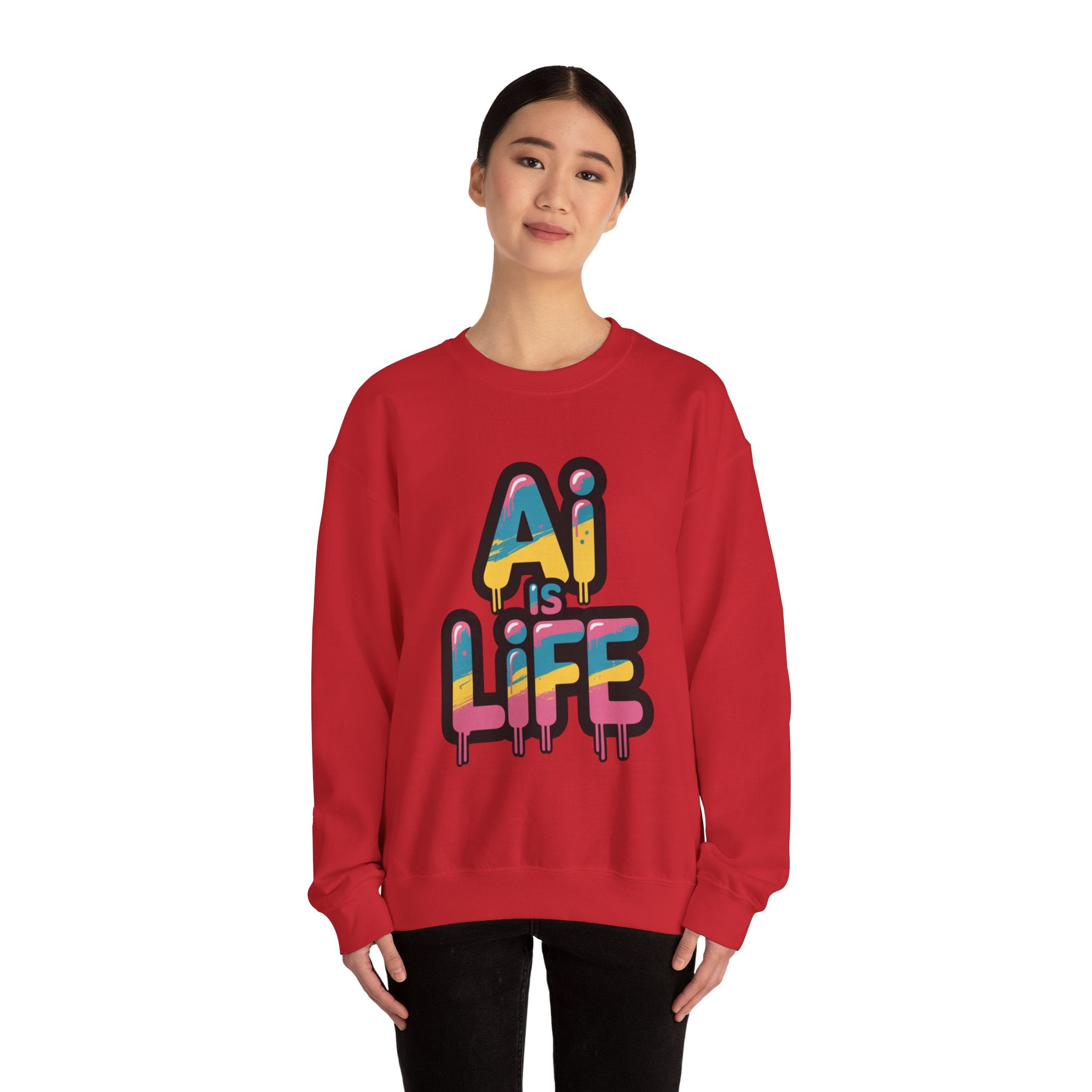 AI IS LIFE " Neon Circuit " Unisex Heavy Blend™ Crewneck Sweatshirt