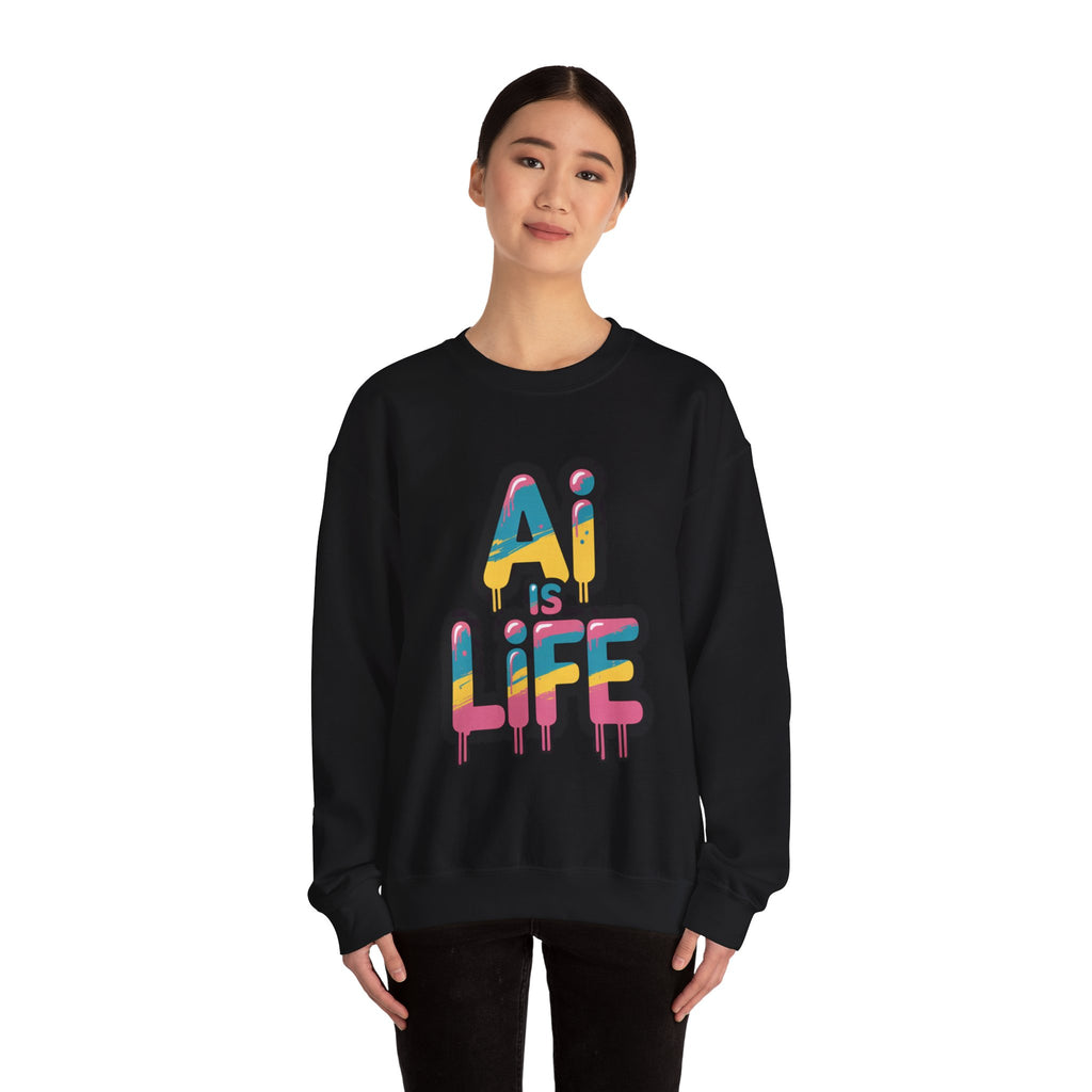 AI IS LIFE " Neon Circuit " Unisex Heavy Blend™ Crewneck Sweatshirt