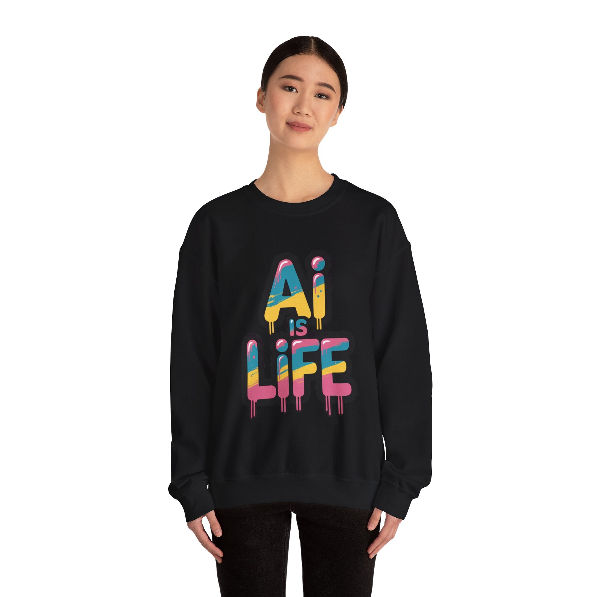 AI IS LIFE " Neon Circuit " Unisex Heavy Blend™ Crewneck Sweatshirt