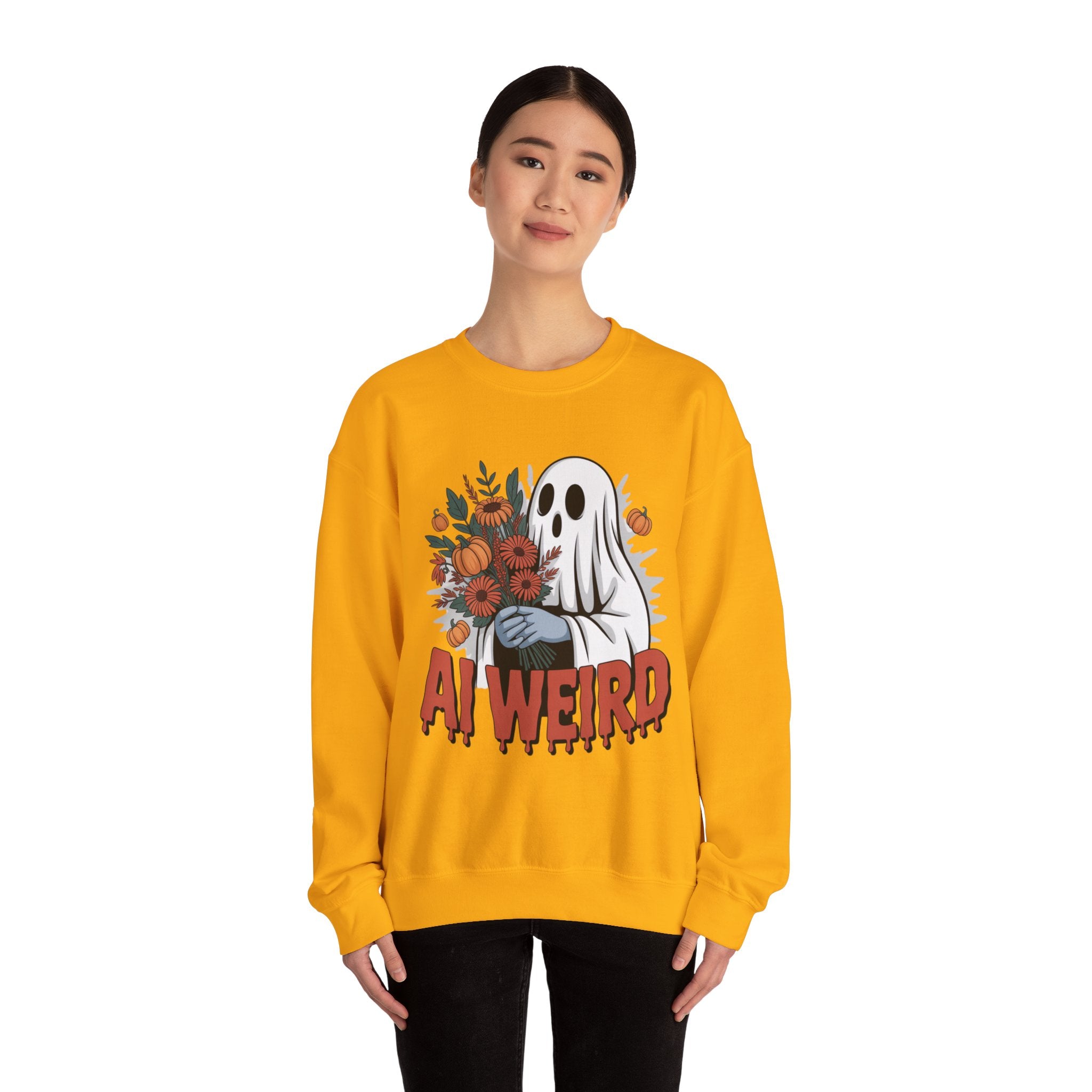 AI Weird "Glitch Garden  Ghost" Unisex Garment-Dyed Sweatshirt