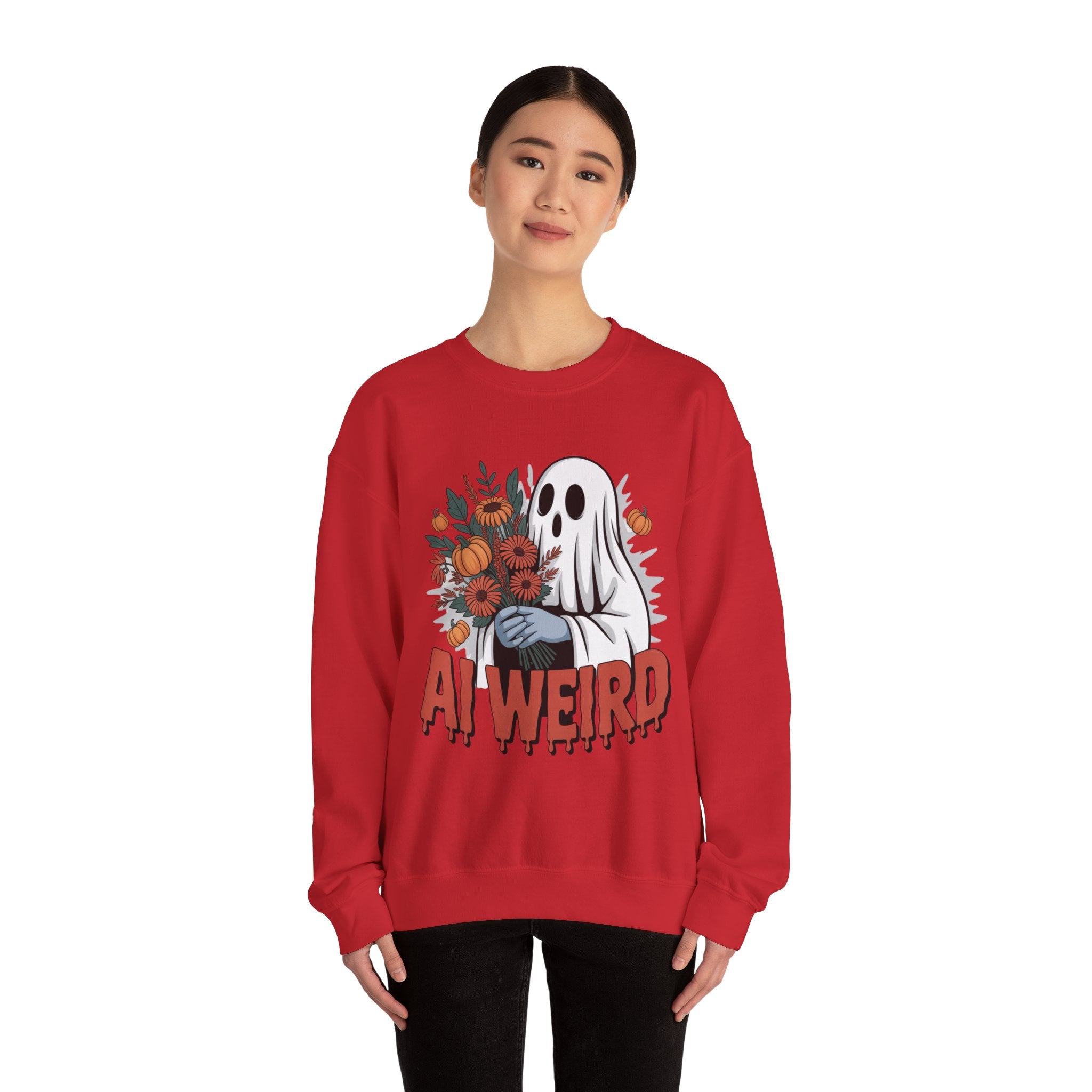 AI Weird "Glitch Garden  Ghost" Unisex Garment-Dyed Sweatshirt