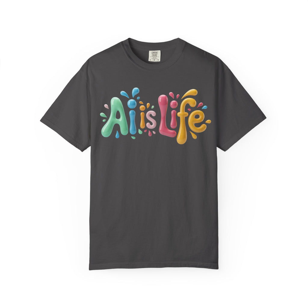 AI IS LIFE  “Colorful Circuit Pop”  Unisex Garment-Dyed T-shirt