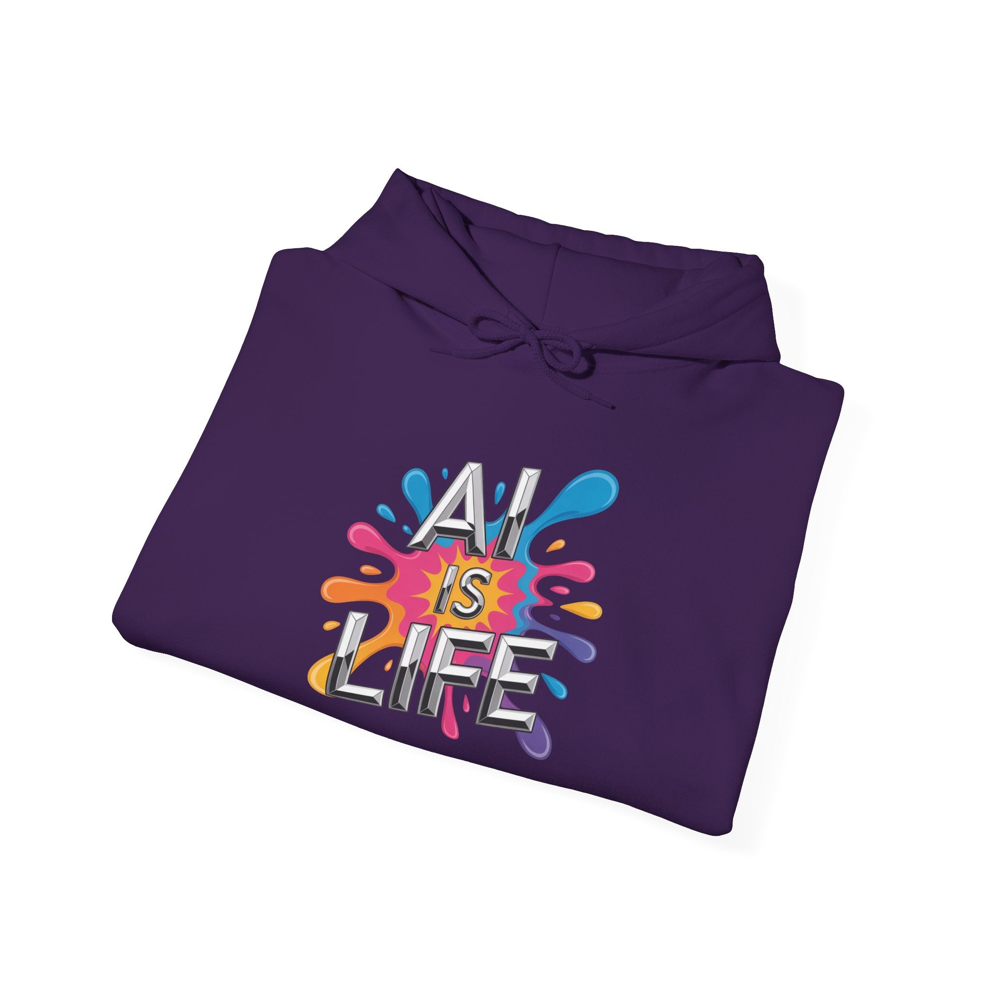 AI is Life "CHROME SPLATTER" Unisex Graphic Pullover Hoodie