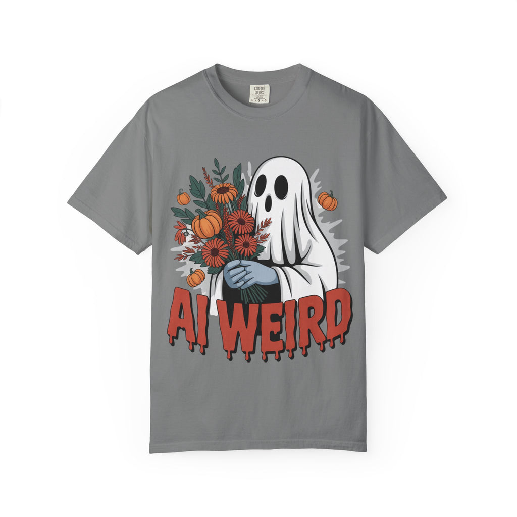 AI WEIRD "Glitch Garden Ghost" Unisex Garment-Dyed T-shirt
