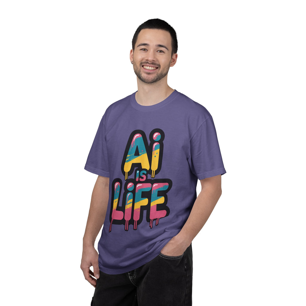 AI IS LIFE  " Neon Circuit " Unisex Garment-Dyed T-shirt