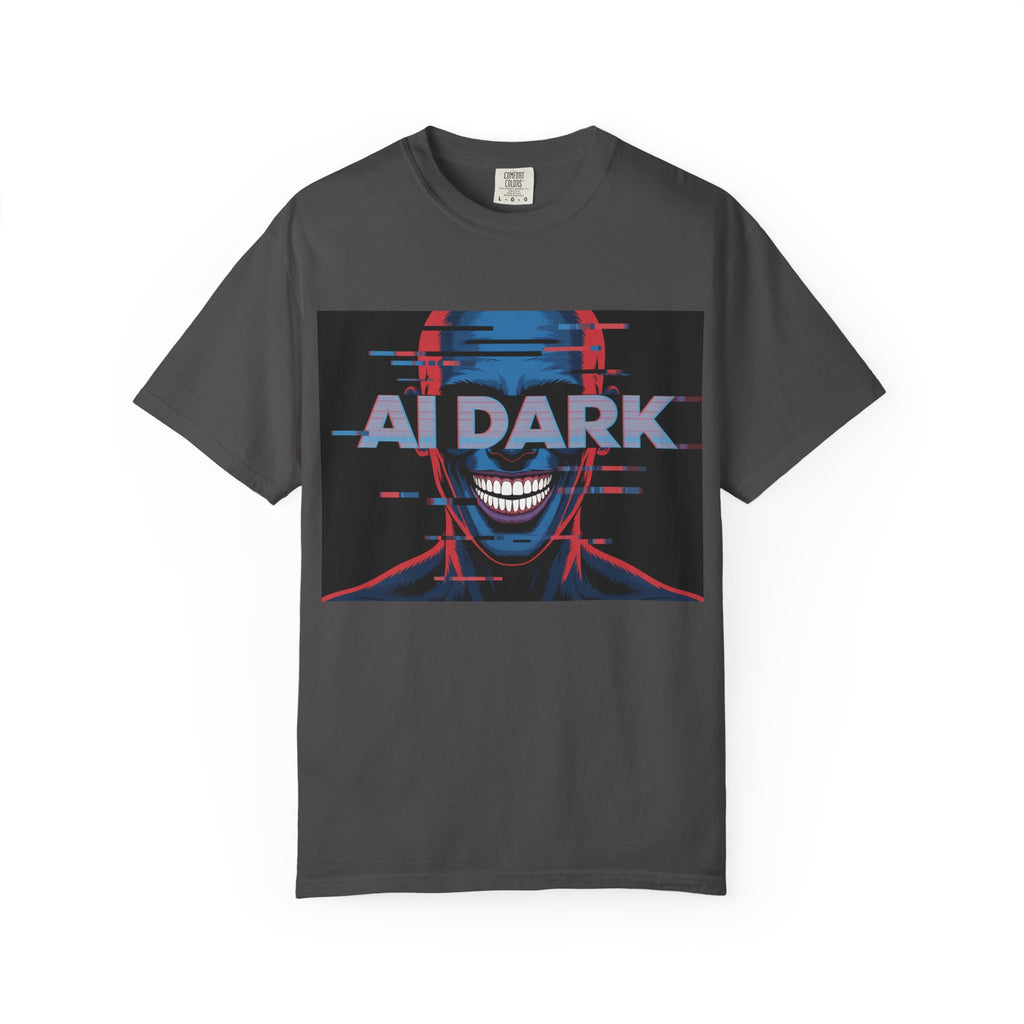 AI DARK " Deepcore Distortion — Cyberpunk Smiling Skull Tee