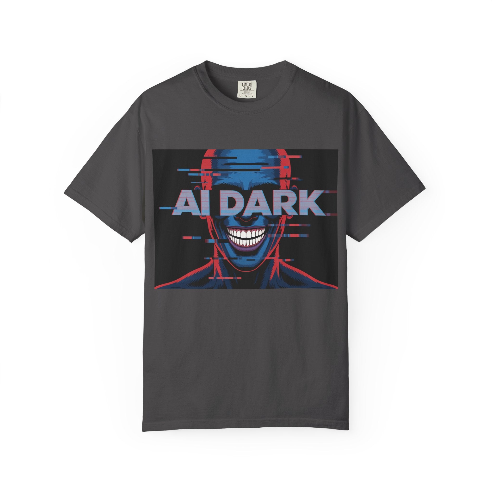AI DARK " Deepcore Distortion — Cyberpunk Smiling Skull Tee