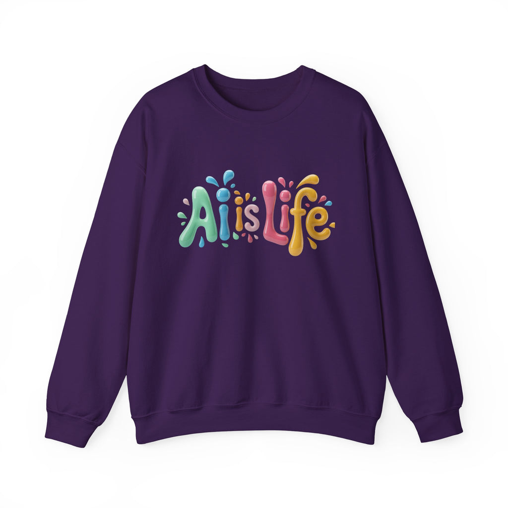 AI IS LIFE  “Colorful Circuit Pop”  Unisex Heavy Blend™ Crewneck Sweatshirt