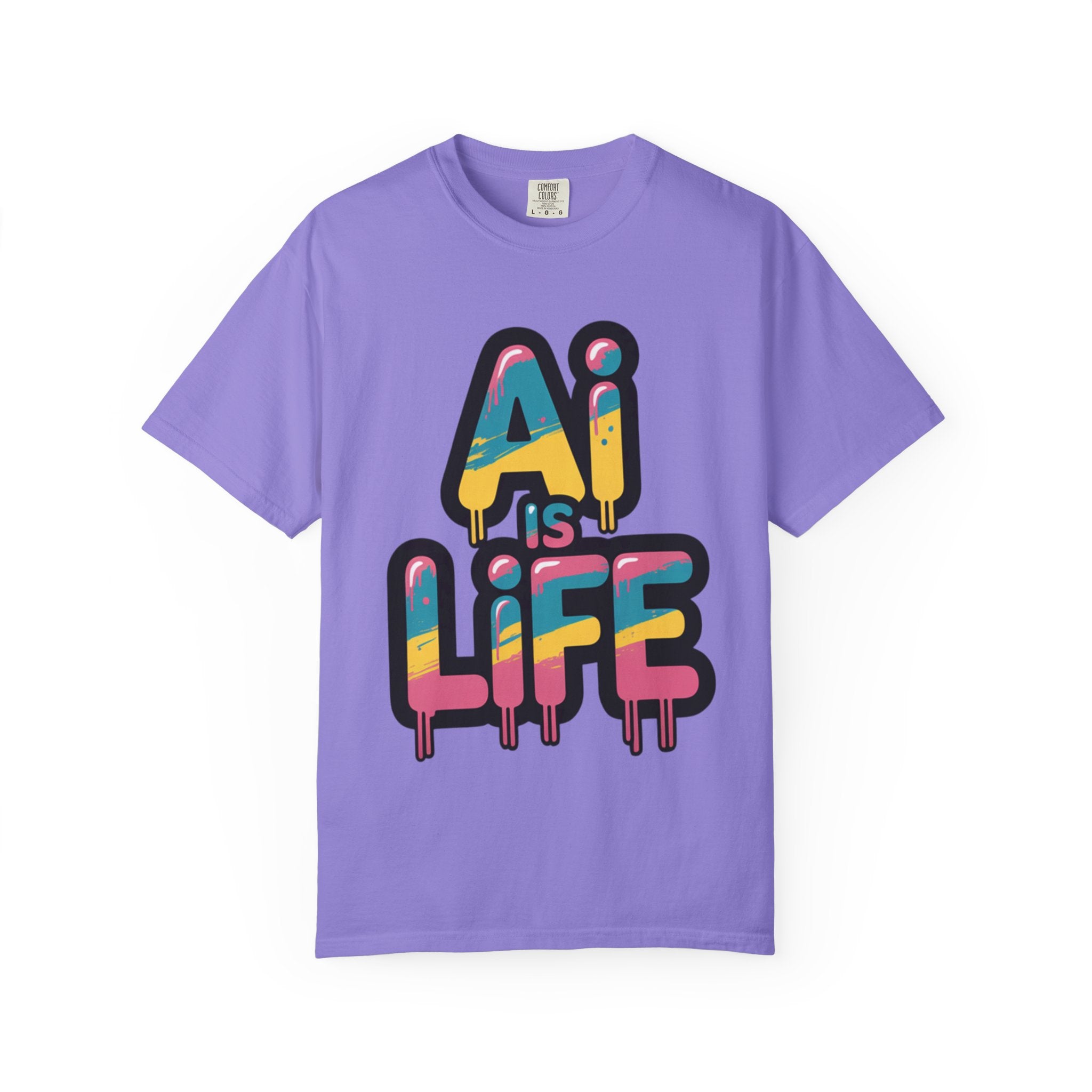 AI IS LIFE  " Neon Circuit " Unisex Garment-Dyed T-shirt
