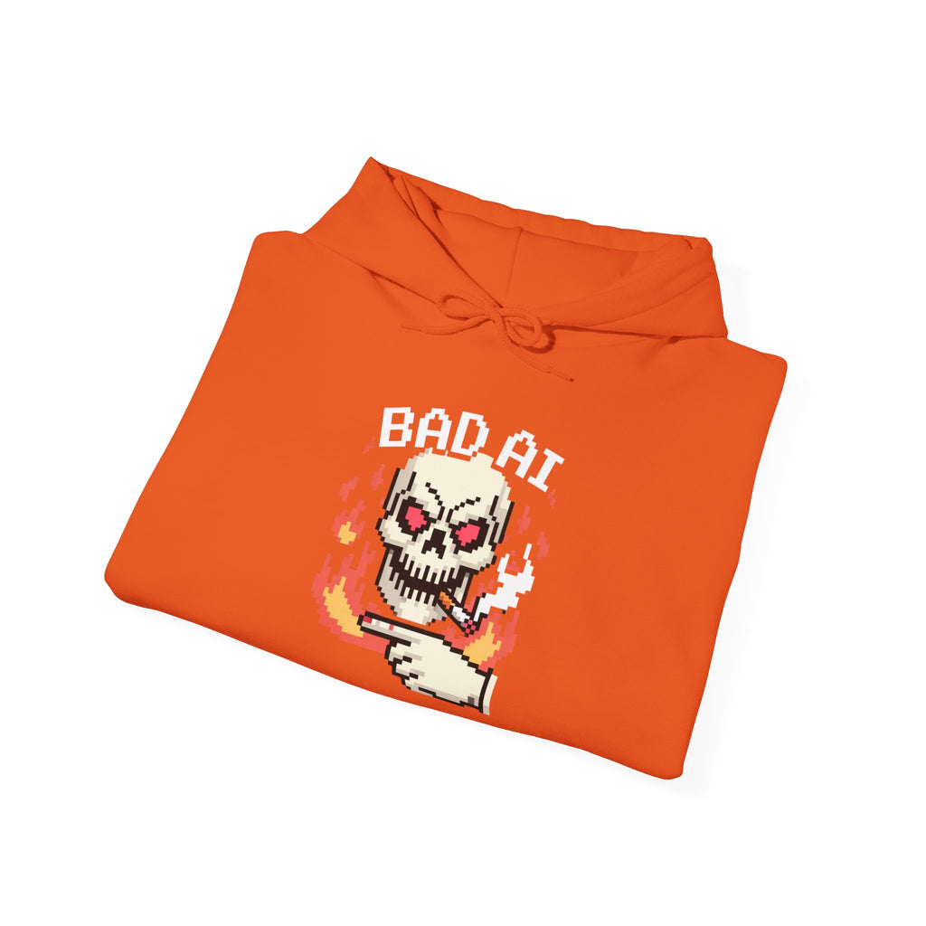 Bad AI Skull Hoodie — "CYBER BONE COMMAND"Hooded Sweatshirt