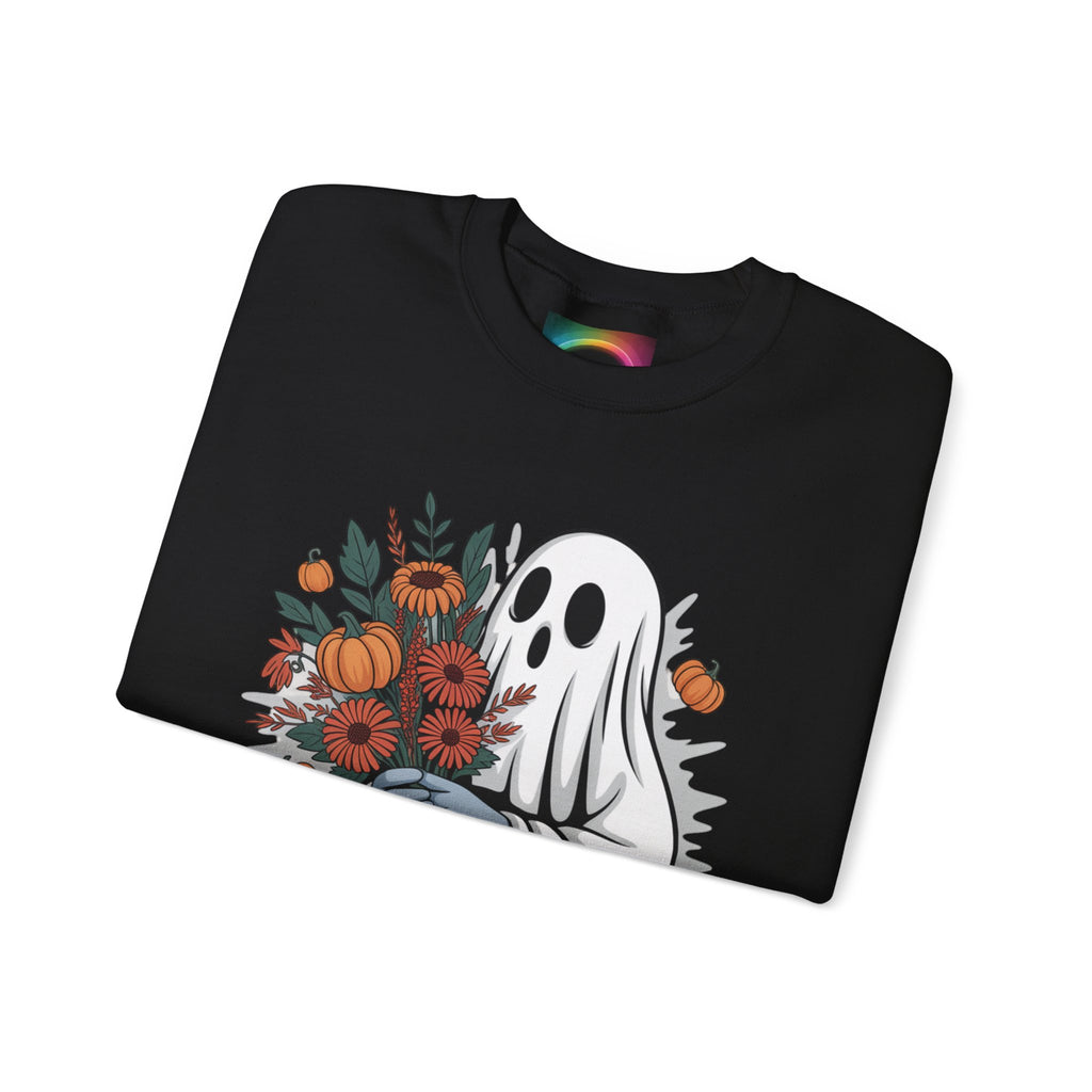 AI Weird "Glitch Garden  Ghost" Unisex Garment-Dyed Sweatshirt