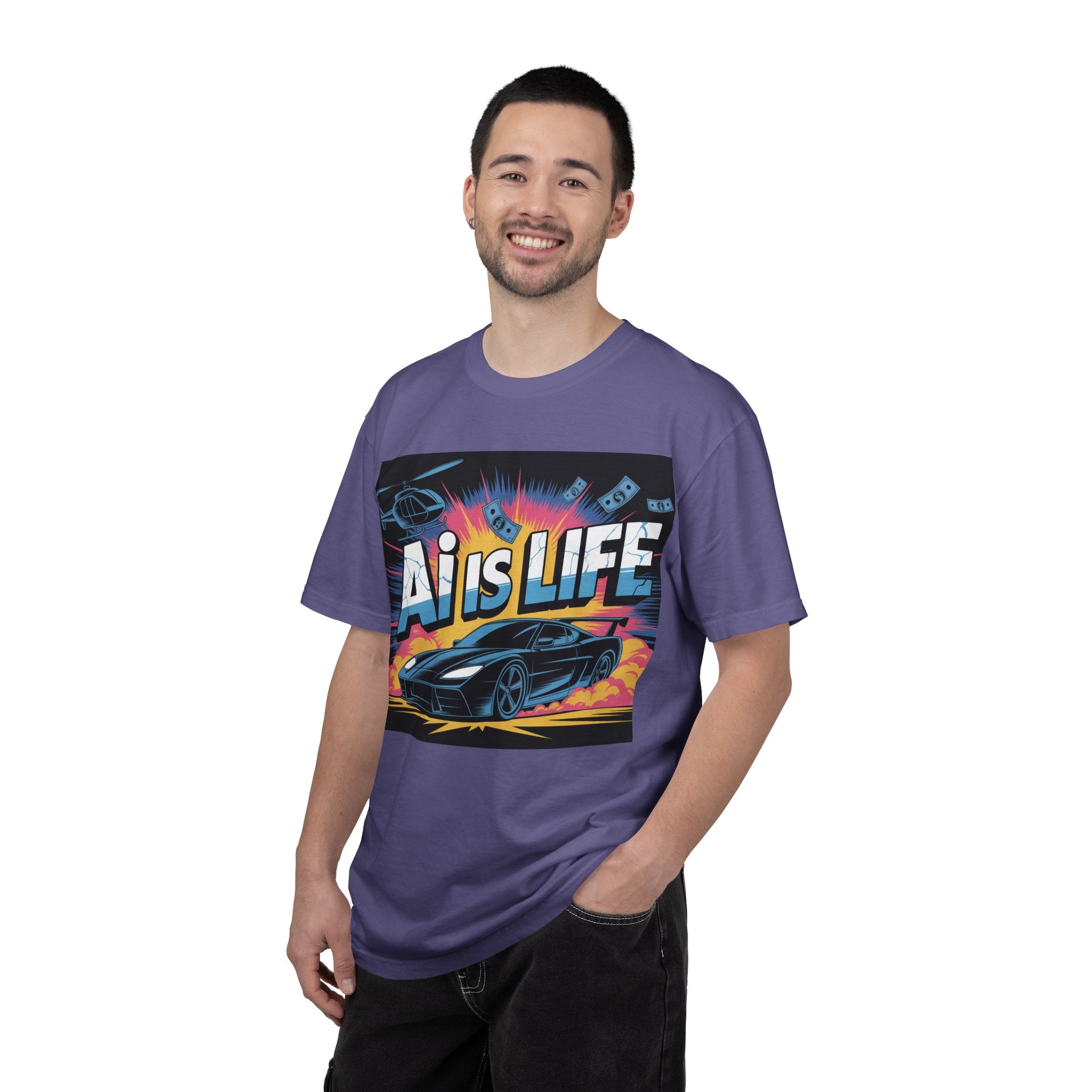 AI Is Life  "Action Mode"  Unisex Garment-Dyed T-shirt