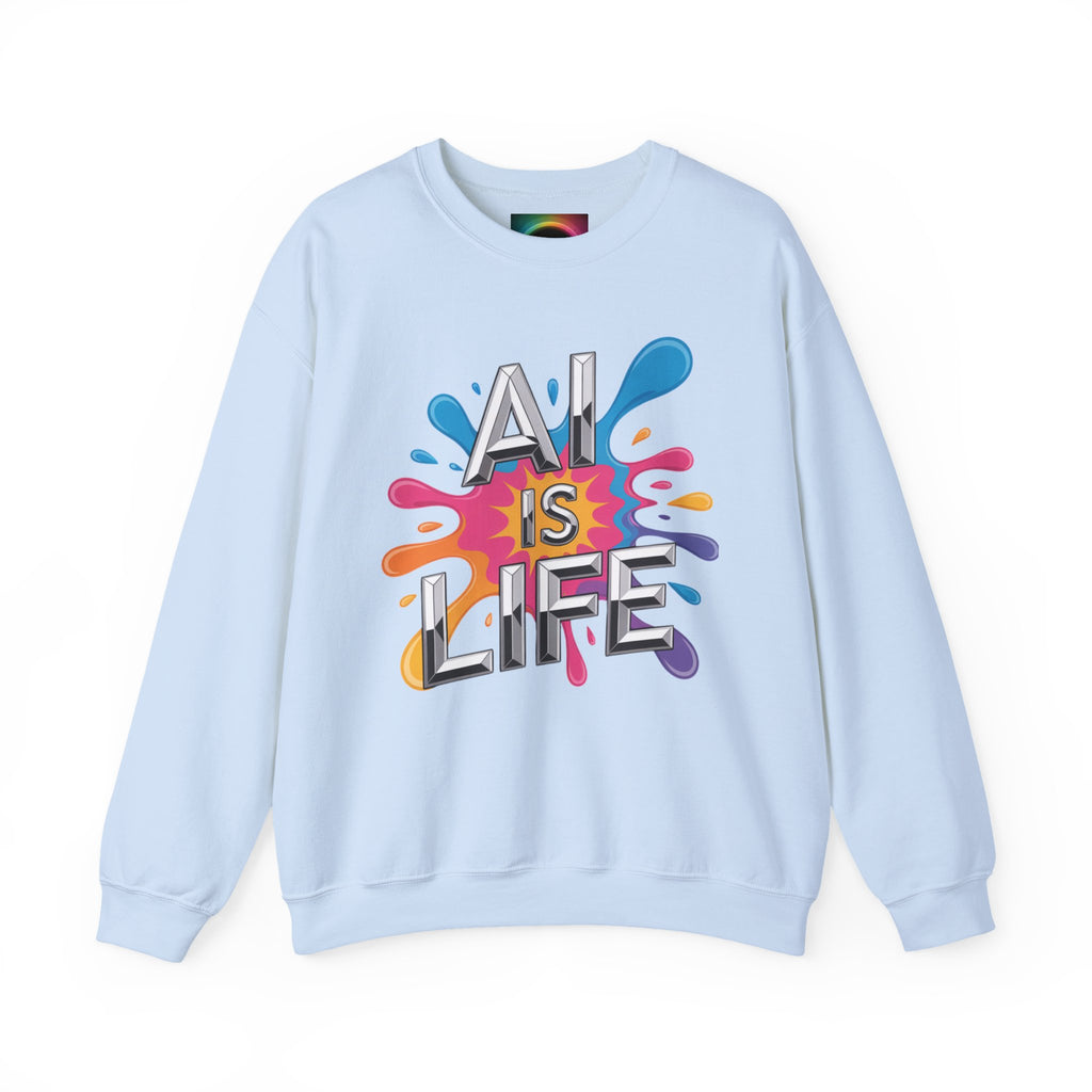 AI is Life "CHROME SPLATTER" Unisex Color Splash Graphic Crewneck Sweatshirt