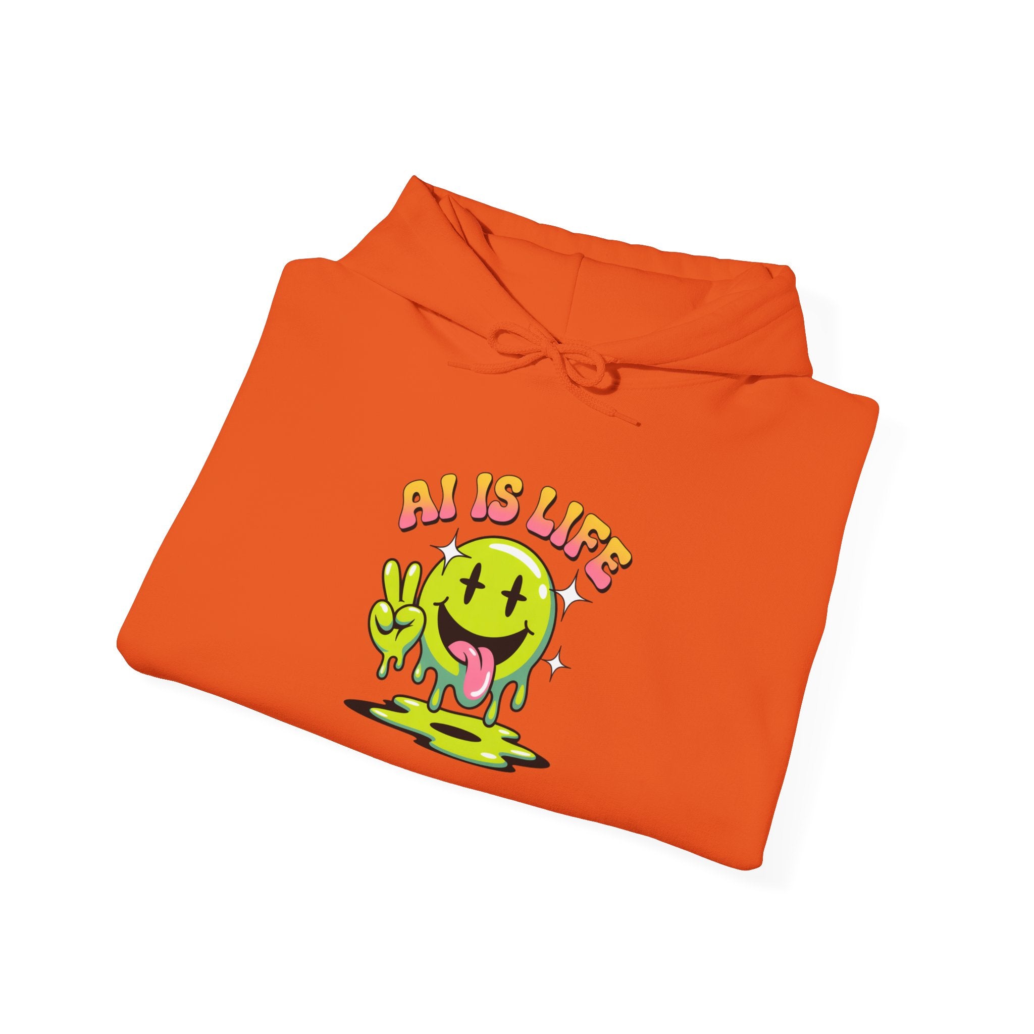 AI IS LIFE  " Happy Glitch "  Unisex Heavy Blend™ Hooded Sweatshirt