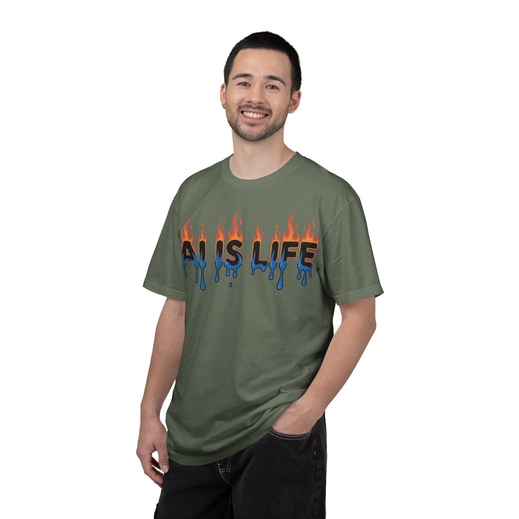 AI IS LIFE – “AI MELTDOWN” Unisex Garment-Dyed T-shirt
