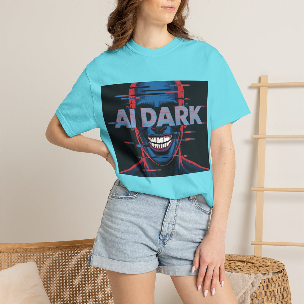 AI DARK " Deepcore Distortion — Cyberpunk Smiling Skull Tee