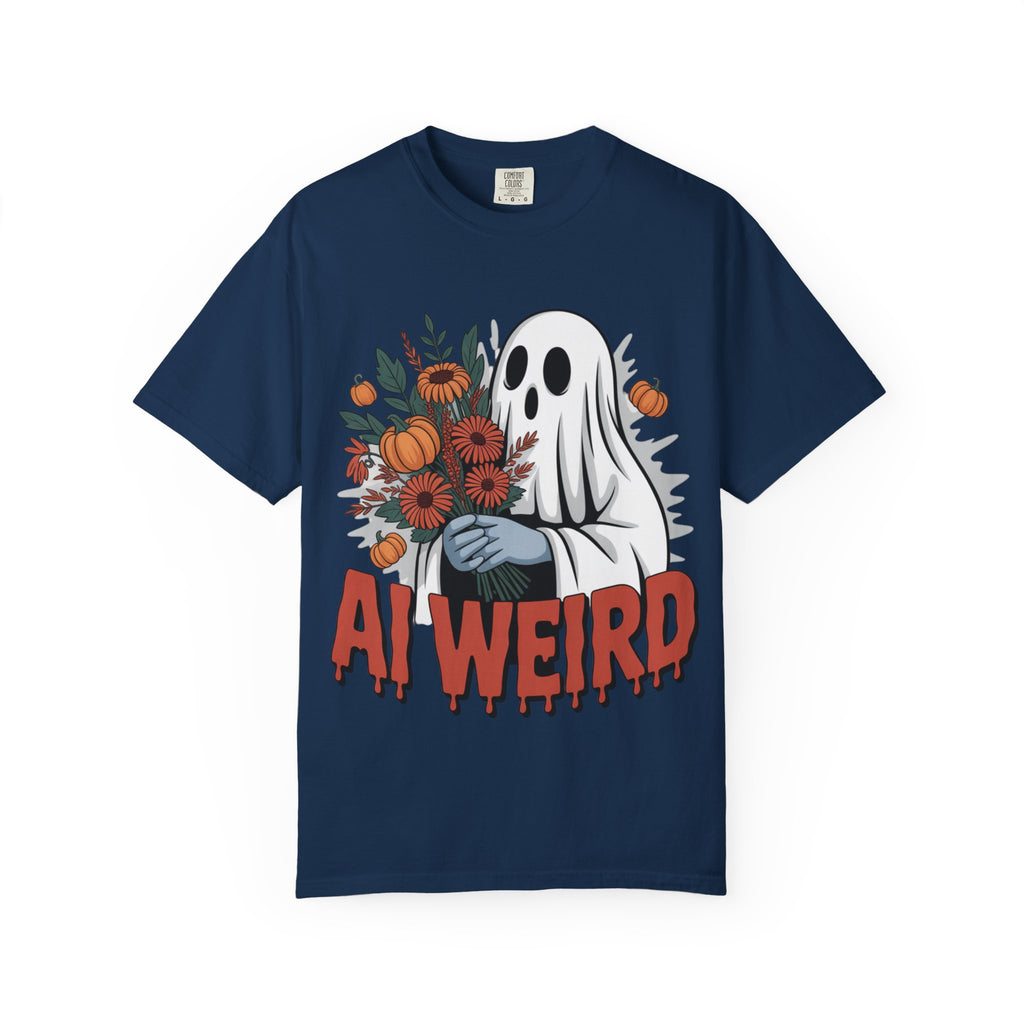 AI WEIRD "Glitch Garden Ghost" Unisex Garment-Dyed T-shirt