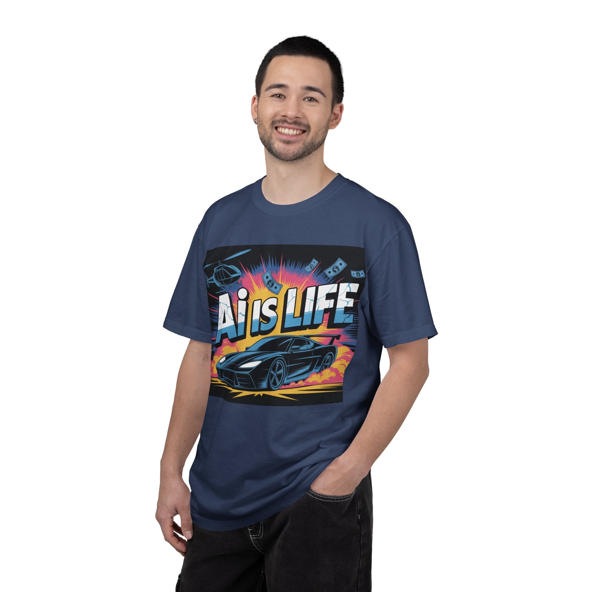 AI Is Life  "Action Mode"  Unisex Garment-Dyed T-shirt