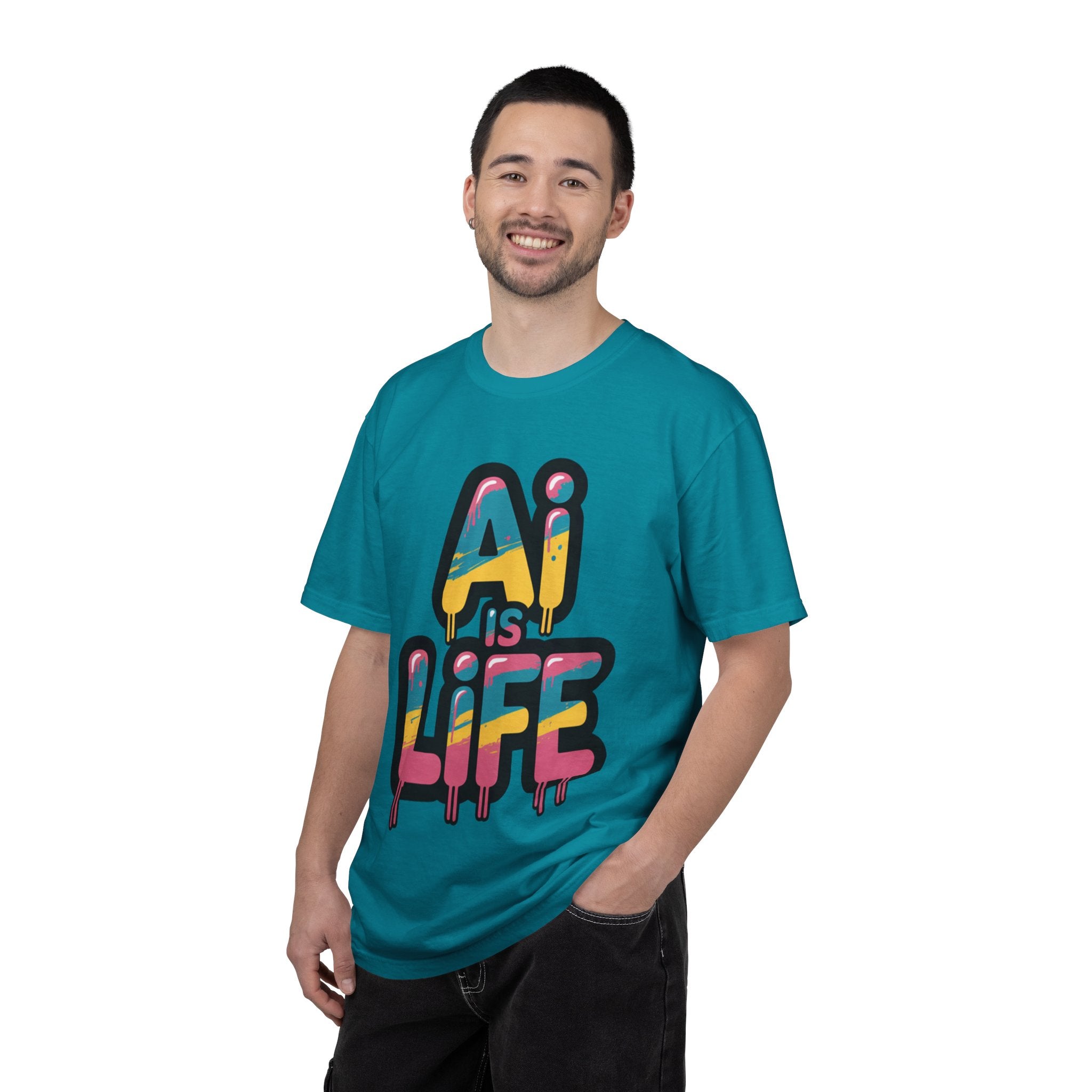 AI IS LIFE  " Neon Circuit " Unisex Garment-Dyed T-shirt