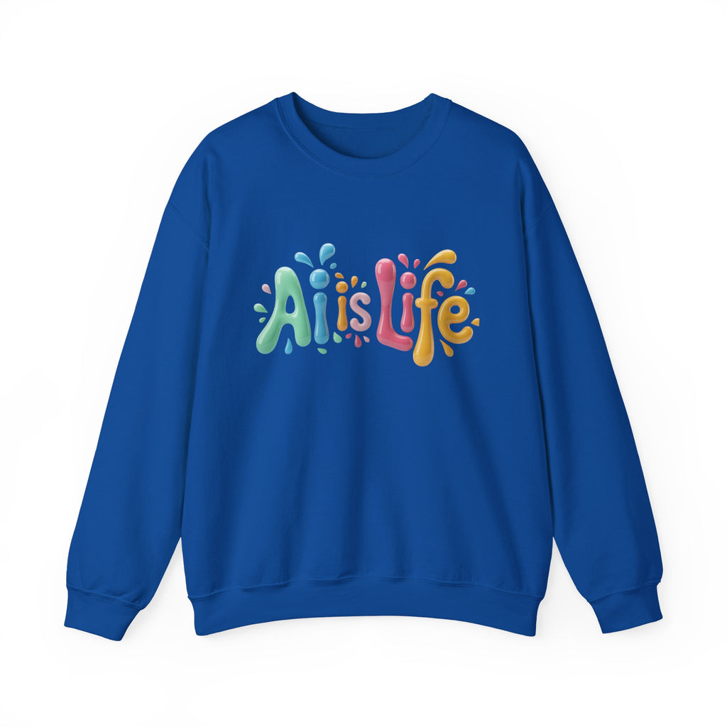 AI IS LIFE  “Colorful Circuit Pop”  Unisex Heavy Blend™ Crewneck Sweatshirt