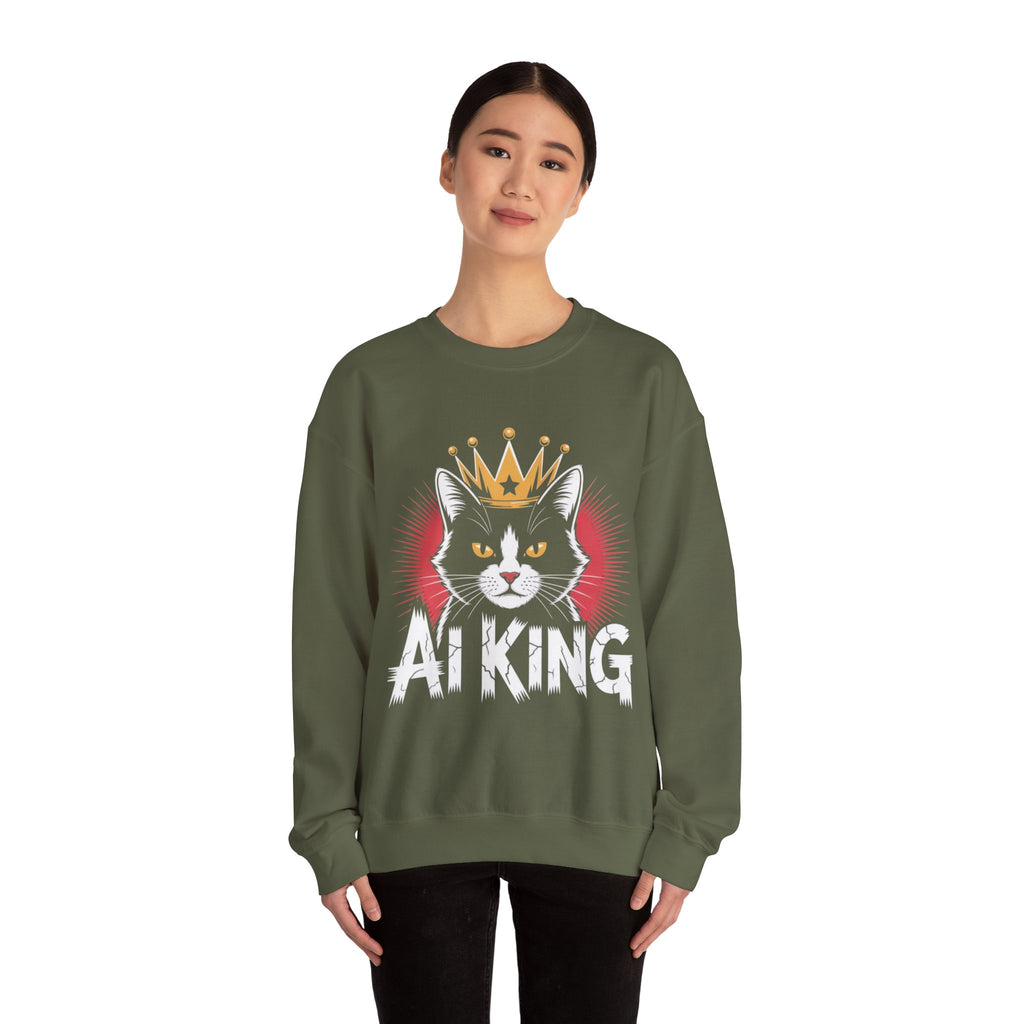 AI King  "Glitch Monarch" Unisex Heavy Blend™ Crewneck Sweatshirt